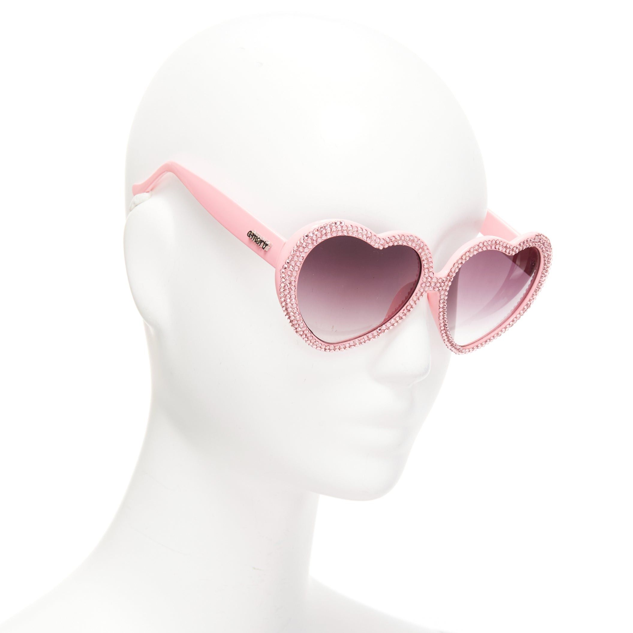 Other A-MORIR pink crystal encrusted heart shape silver logo sunglaseses Size ONE SIZE - 3 Thumbnail