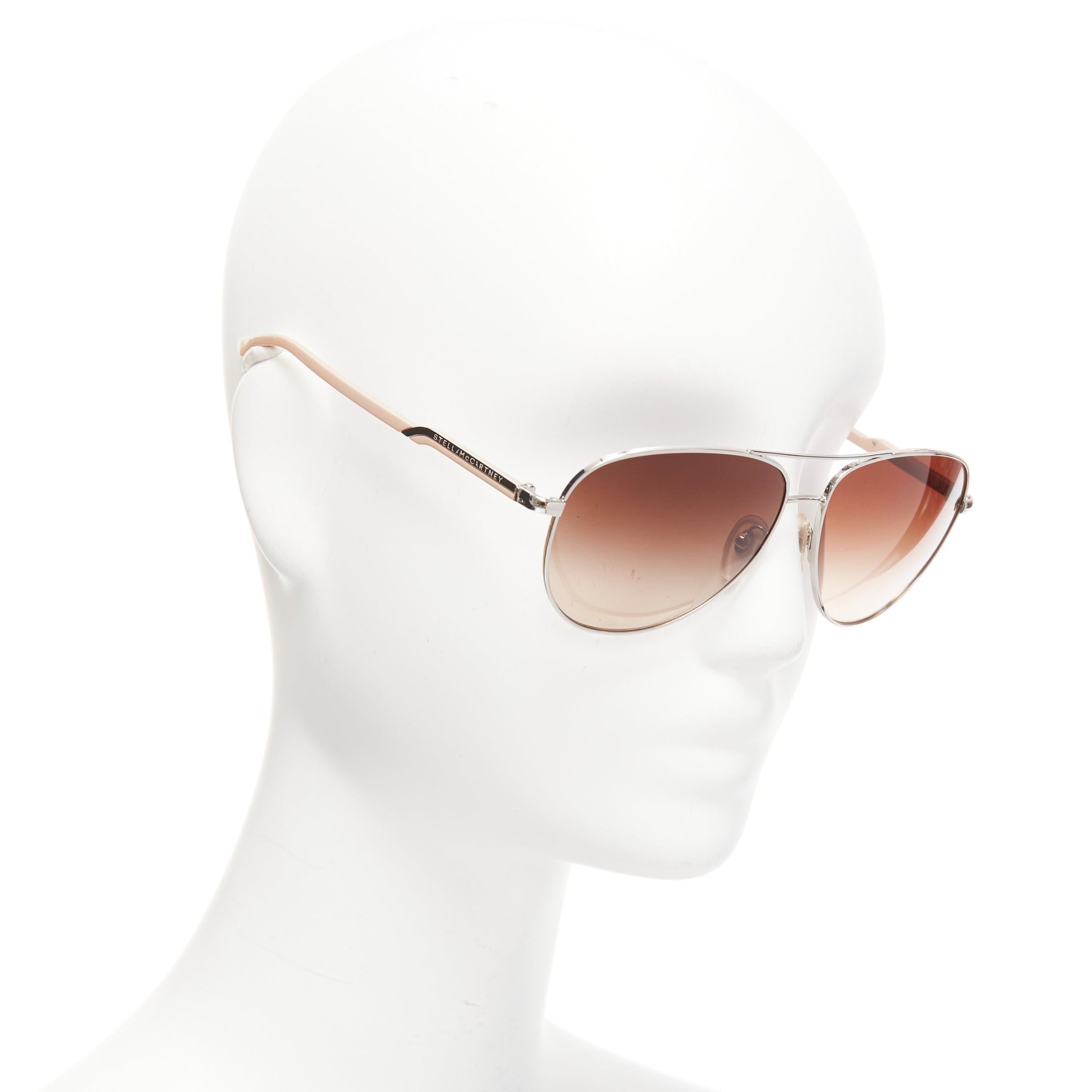 Stella McCartney STELLA MCCARTNEY SM3011 silver nude frame brown ombre lens sunglasses Size ONE SIZE - 3 Thumbnail