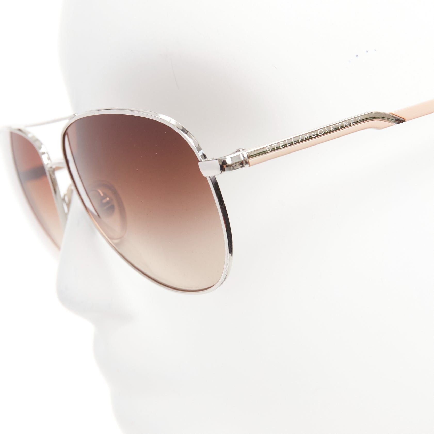 Stella McCartney STELLA MCCARTNEY SM3011 silver nude frame brown ombre lens sunglasses Size ONE SIZE - 2 Thumbnail