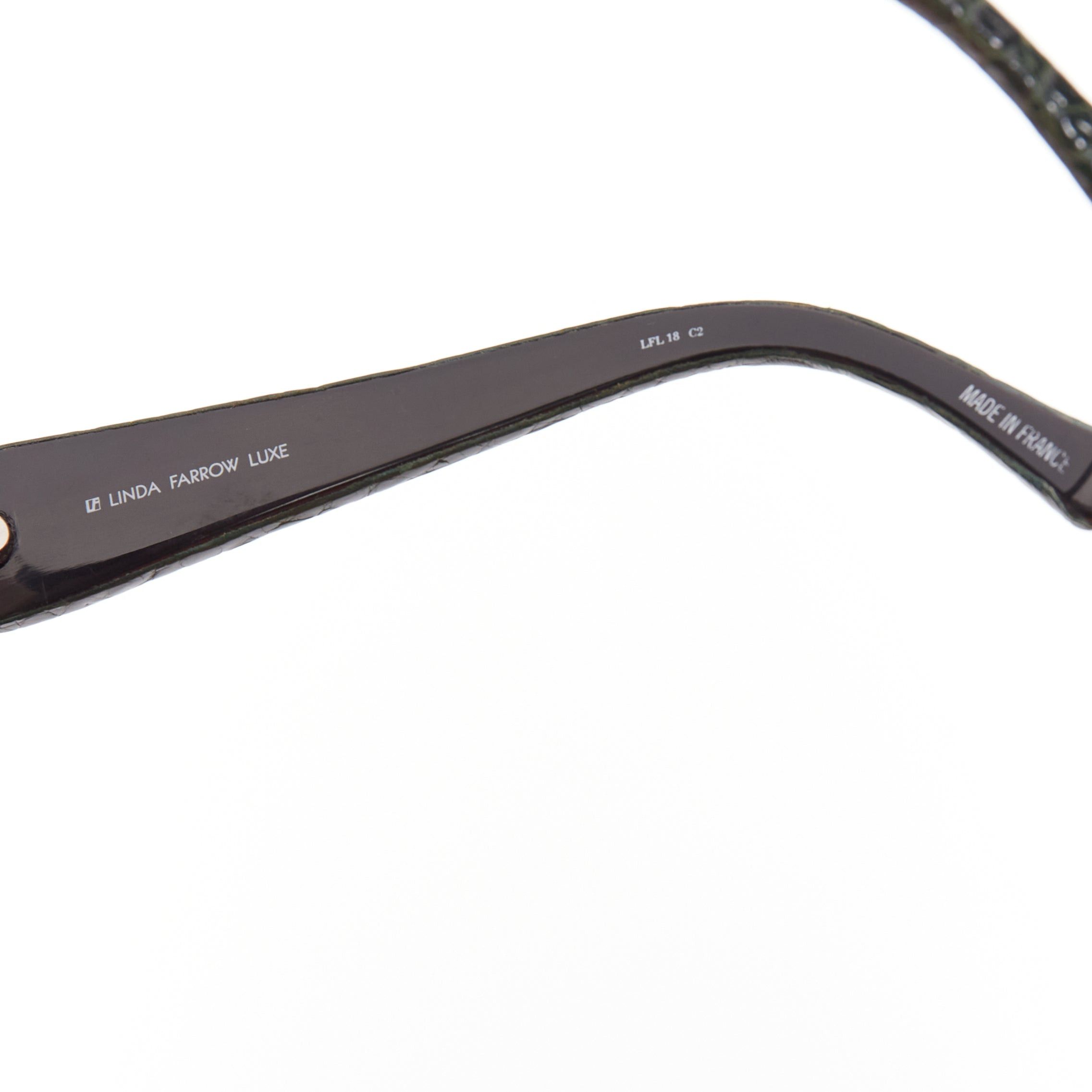 Linda Farrow LINDA FARROW Luxe LFL18 green scaled leather arms black oversized sunglasses Size ONE SIZE - 8 Thumbnail