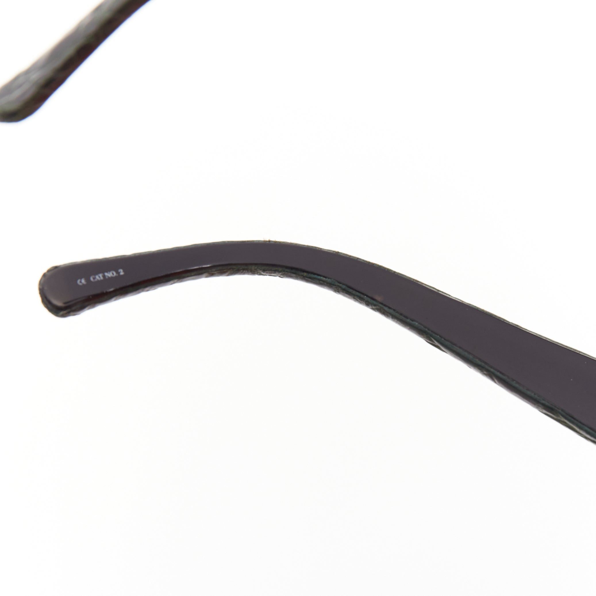 Linda Farrow LINDA FARROW Luxe LFL18 green scaled leather arms black oversized sunglasses Size ONE SIZE - 7 Thumbnail