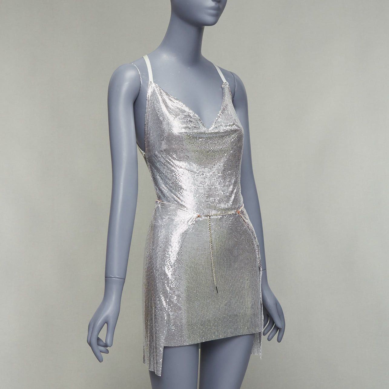 Poster Girl POSTER GIRL Adrianne 100% aluminium silver chainmail top skirt dress XS Size S / US 4 / IT 40 - 3 Thumbnail
