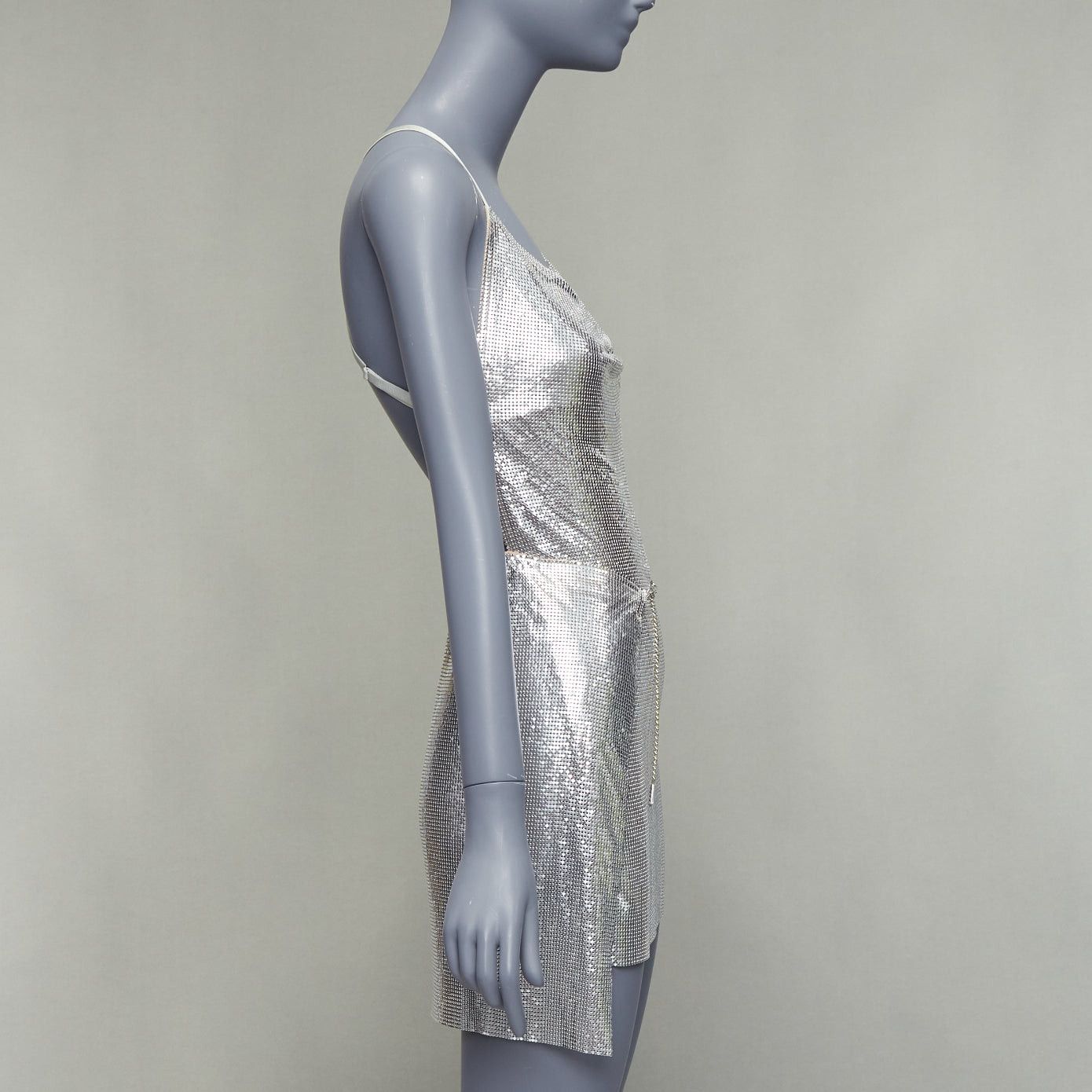 Poster Girl POSTER GIRL Adrianne 100% aluminium silver chainmail top skirt dress XS Size S / US 4 / IT 40 - 4 Thumbnail