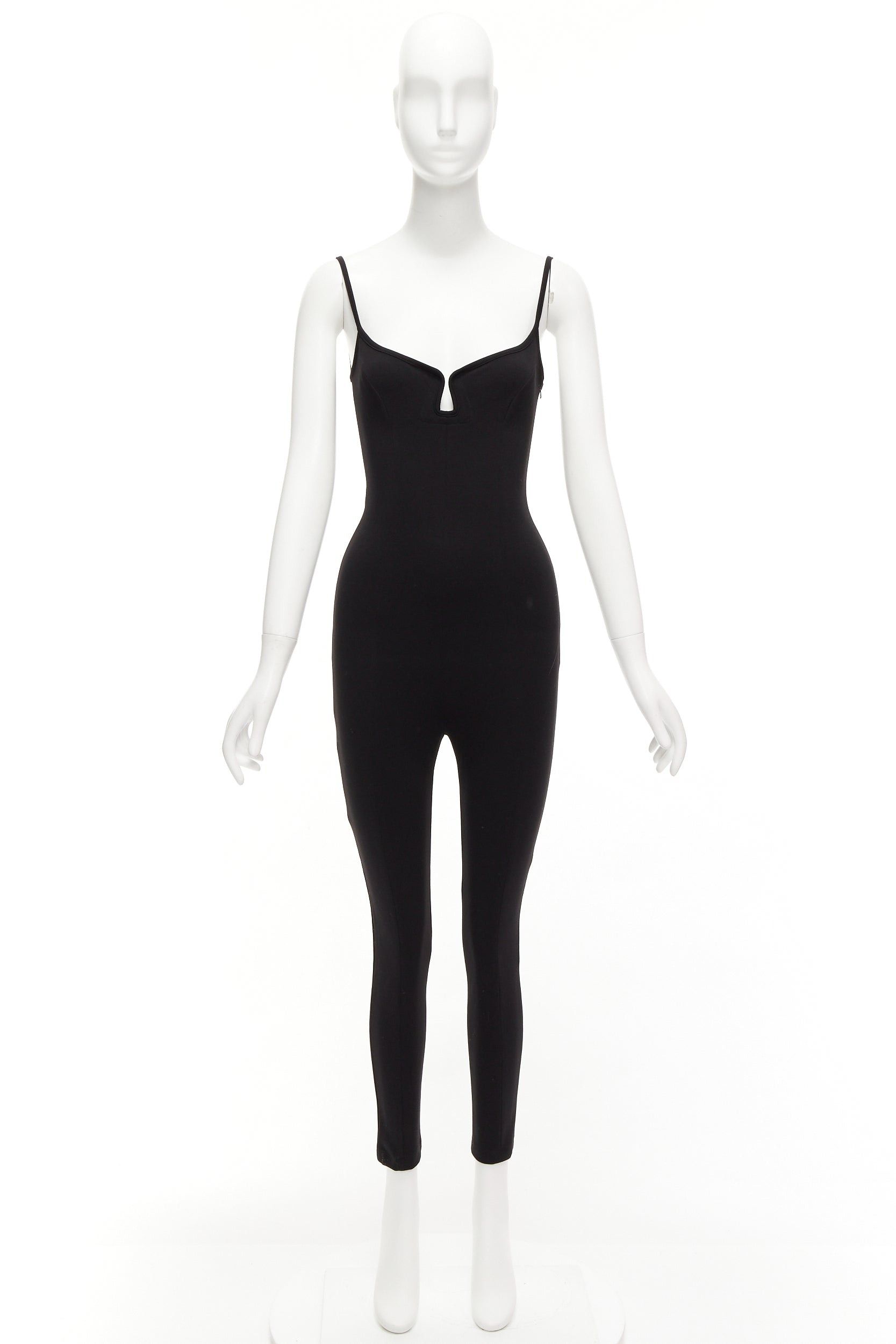 Paris Georgia PARIS GEORGIA black sweetheart underwire neckline skinny jumpsuit US0 XS Size 27" / US 4 / IT 40 - 9 Thumbnail