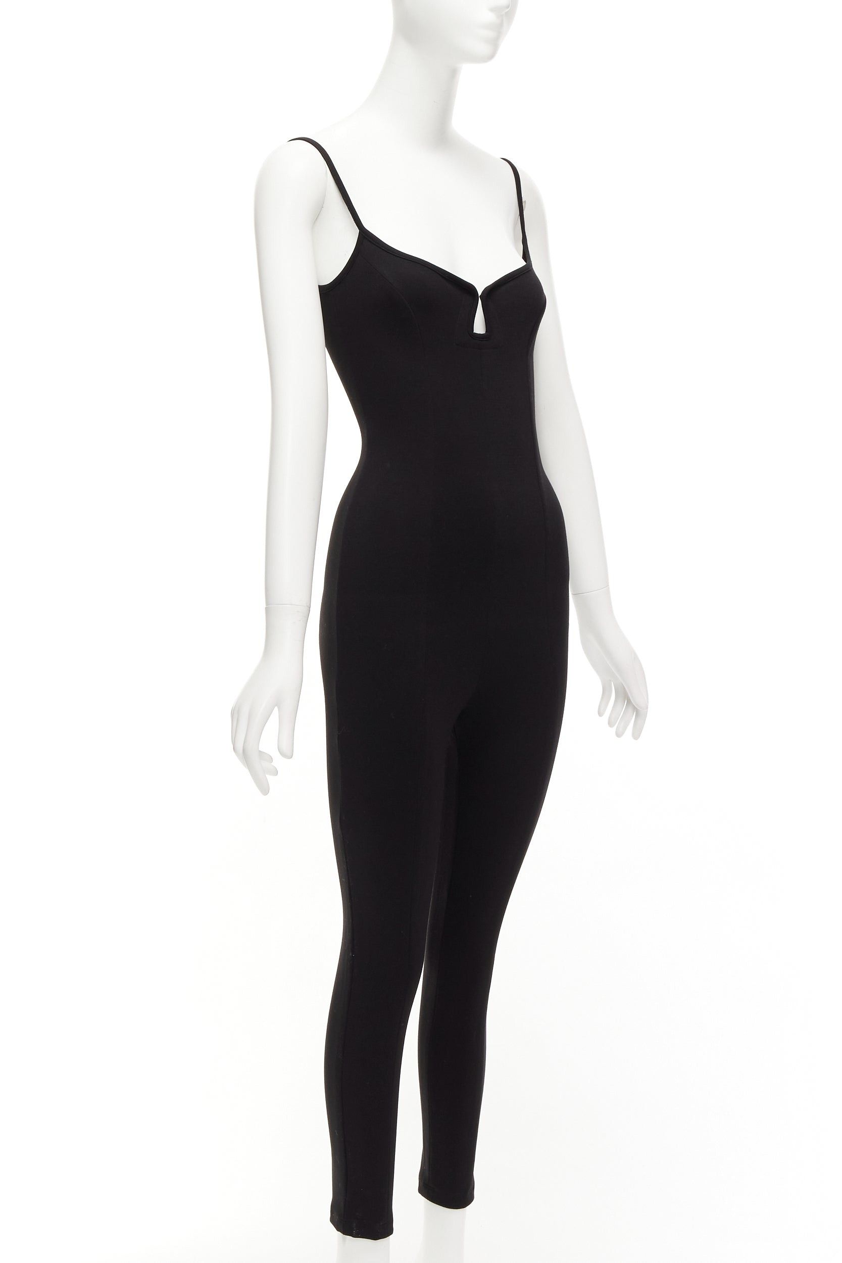 Paris Georgia PARIS GEORGIA black sweetheart underwire neckline skinny jumpsuit US0 XS Size 27" / US 4 / IT 40 - 3 Thumbnail
