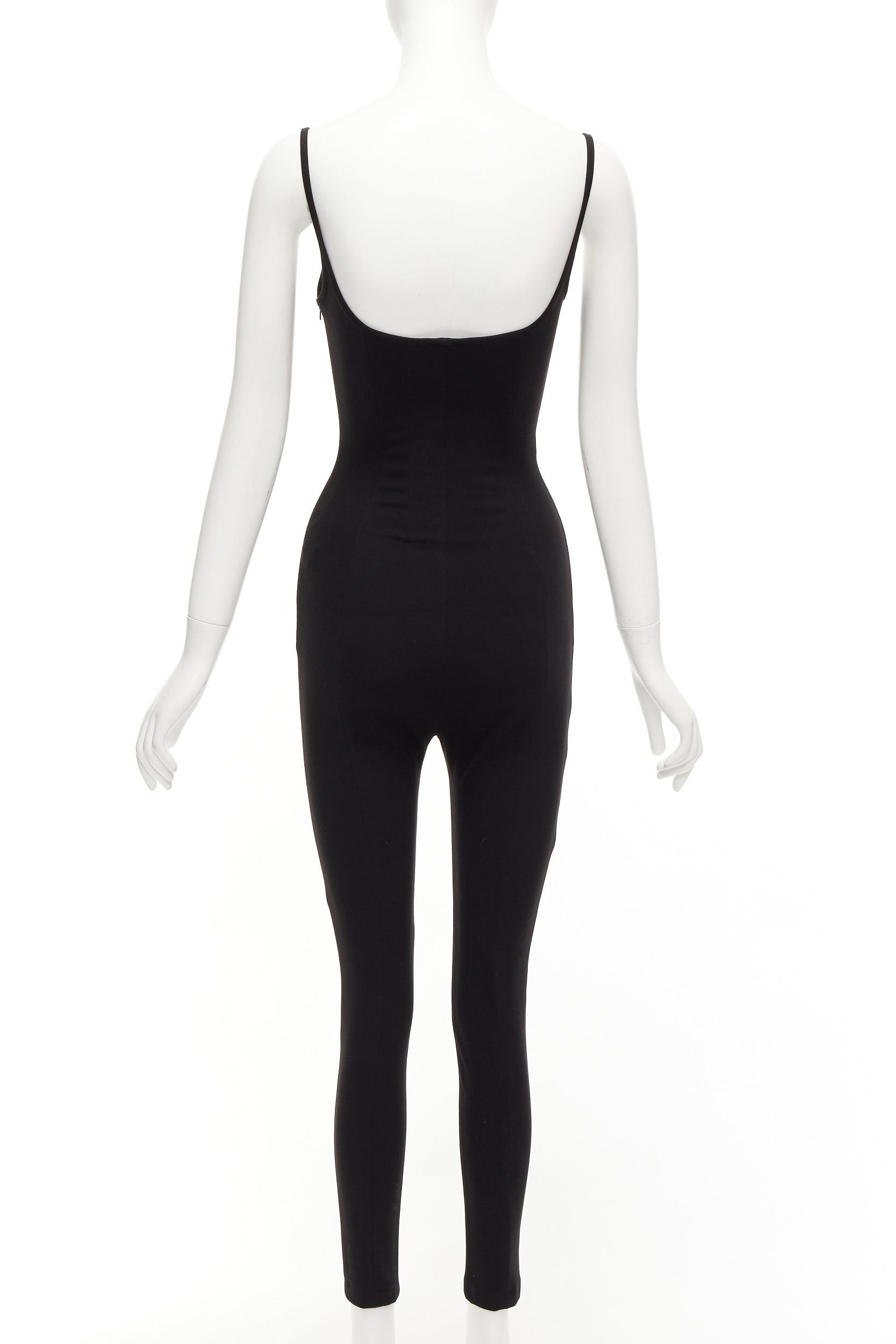 Paris Georgia PARIS GEORGIA black sweetheart underwire neckline skinny jumpsuit US0 XS Size 27" / US 4 / IT 40 - 5 Thumbnail
