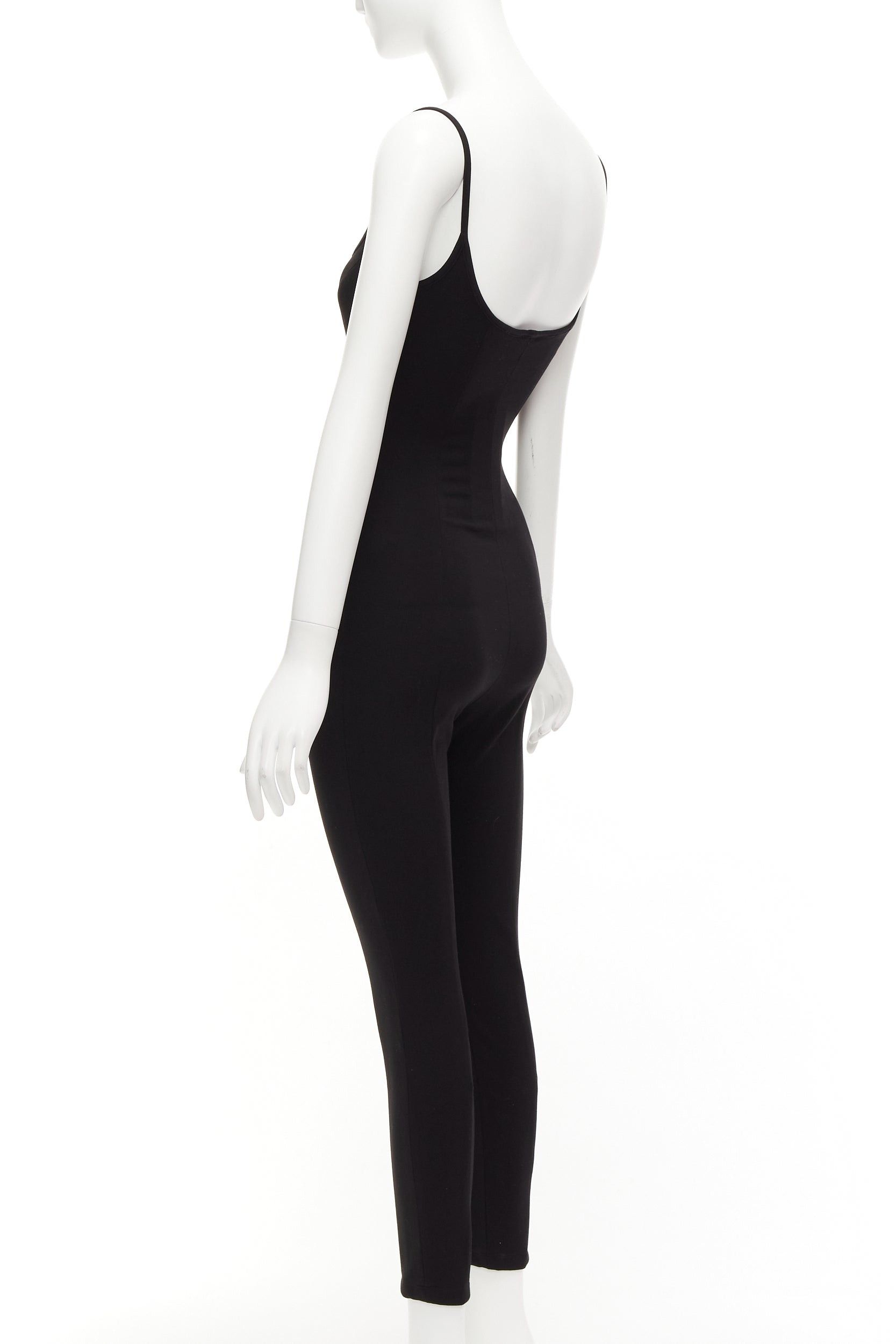 Paris Georgia PARIS GEORGIA black sweetheart underwire neckline skinny jumpsuit US0 XS Size 27" / US 4 / IT 40 - 6 Thumbnail