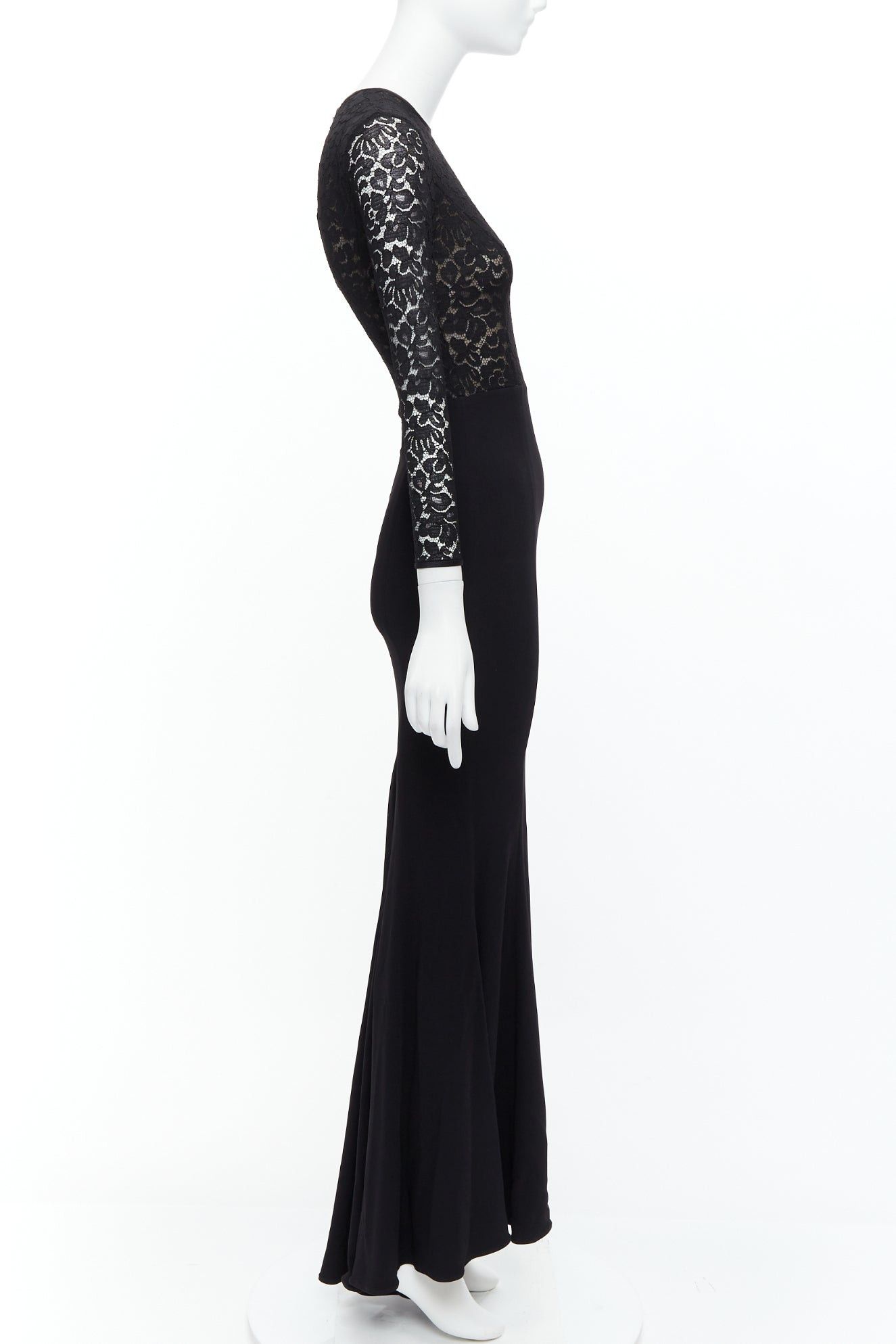 Michael Kors MICHAEL KORS COLLECTION black lace overlay top crop sleeve long gown US2 S Size S / US 4 / IT 40 - 4 Thumbnail