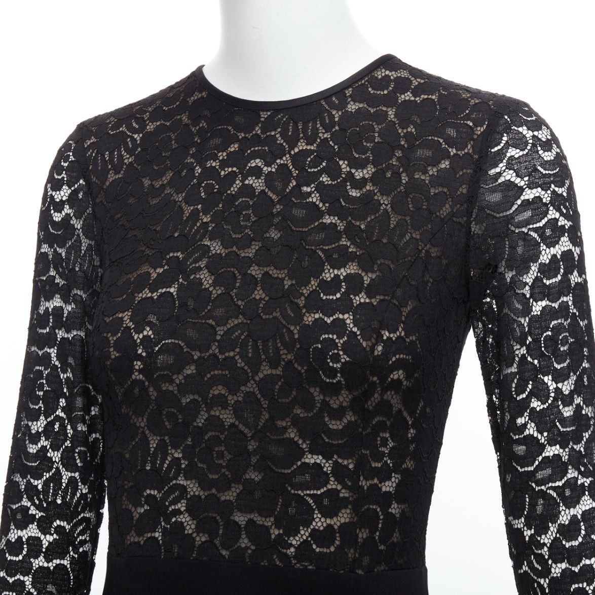 Michael Kors MICHAEL KORS COLLECTION black lace overlay top crop sleeve long gown US2 S Size S / US 4 / IT 40 - 2 Thumbnail