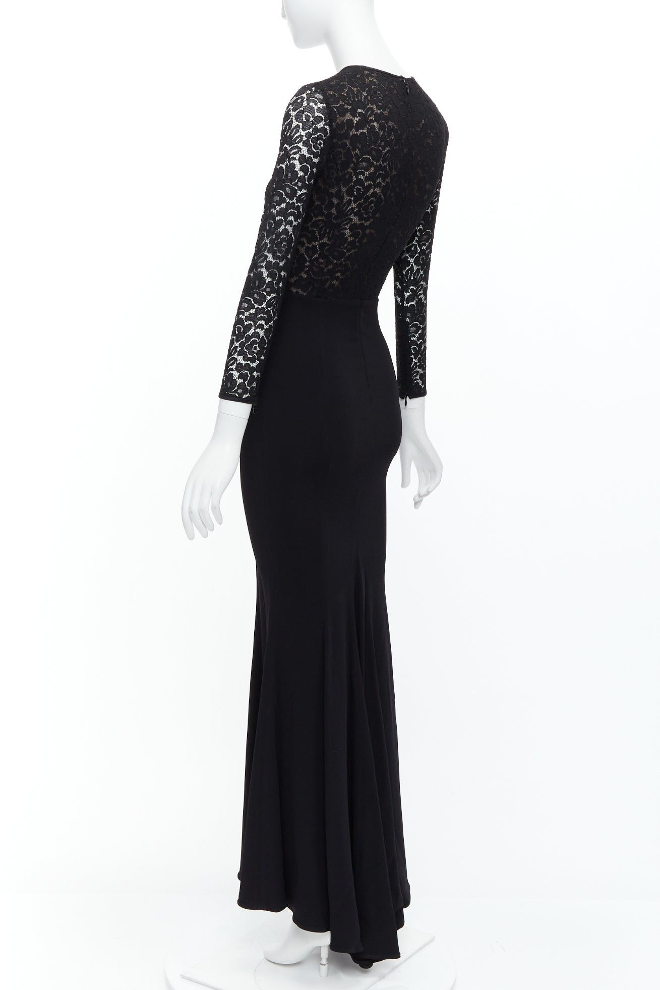 Michael Kors MICHAEL KORS COLLECTION black lace overlay top crop sleeve long gown US2 S Size S / US 4 / IT 40 - 6 Thumbnail