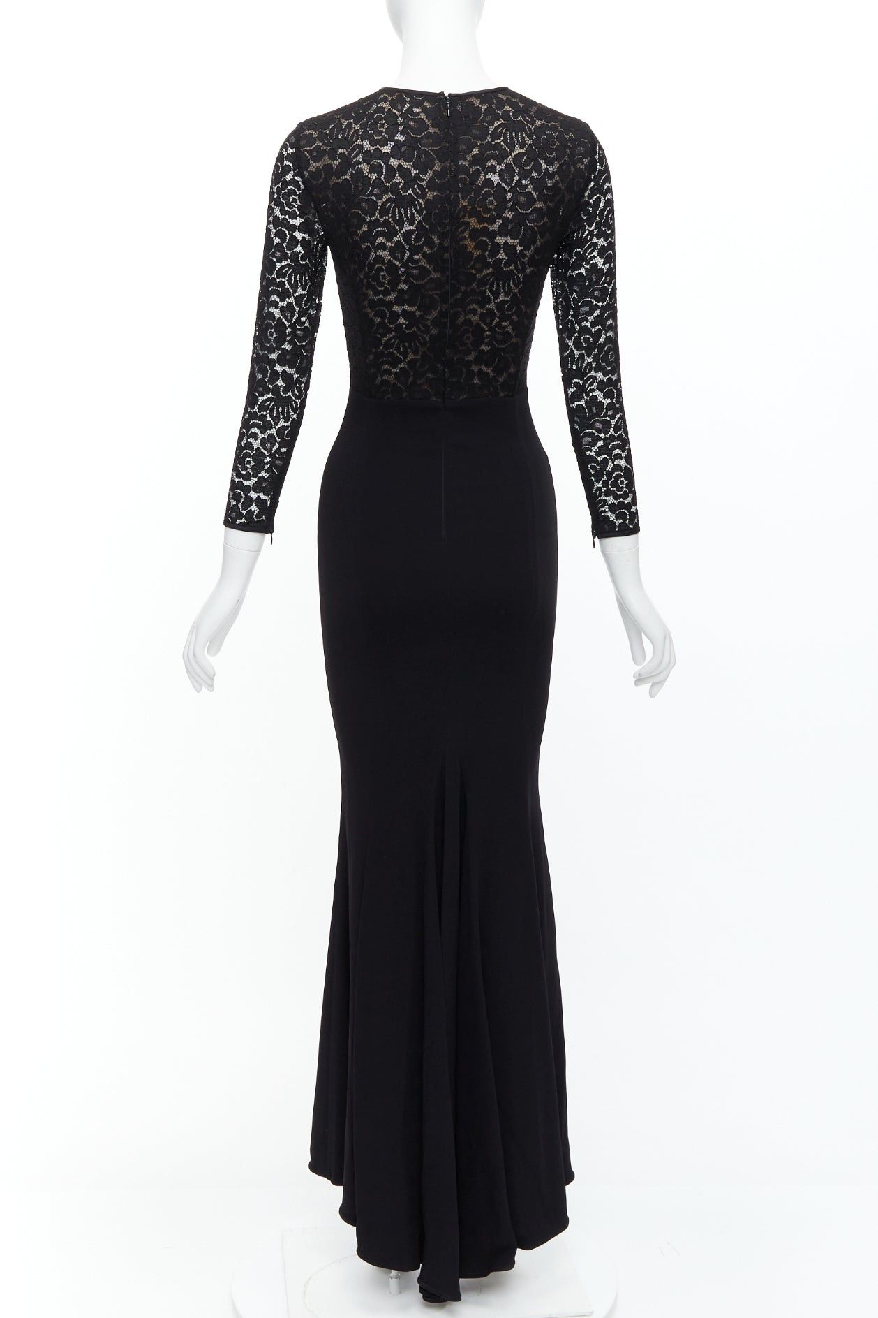 Michael Kors MICHAEL KORS COLLECTION black lace overlay top crop sleeve long gown US2 S Size S / US 4 / IT 40 - 5 Thumbnail