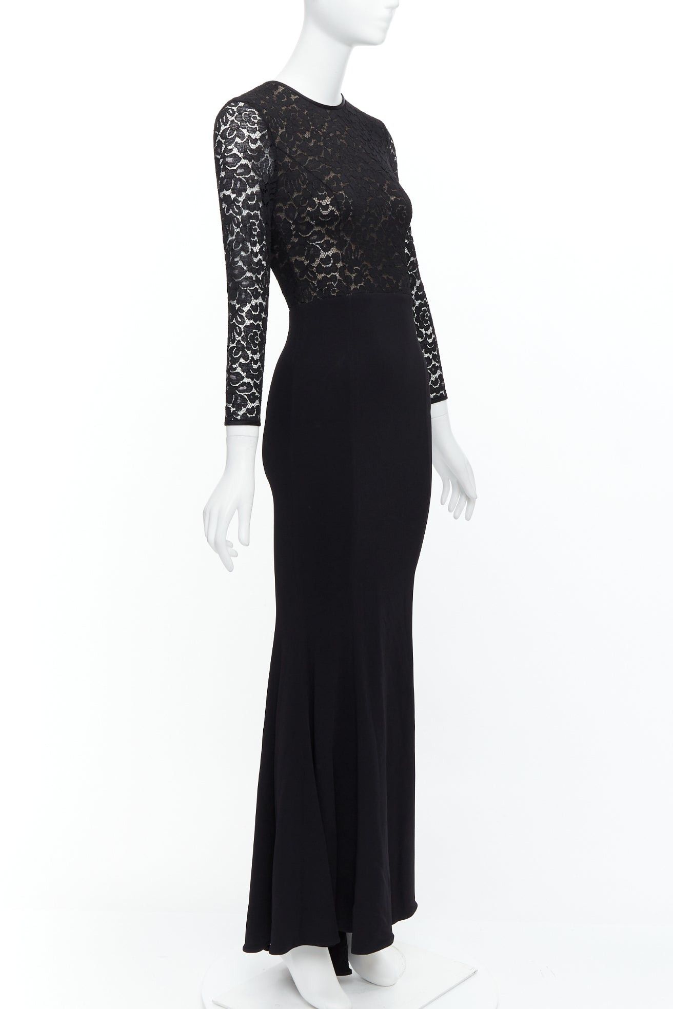 Michael Kors MICHAEL KORS COLLECTION black lace overlay top crop sleeve long gown US2 S Size S / US 4 / IT 40 - 3 Thumbnail