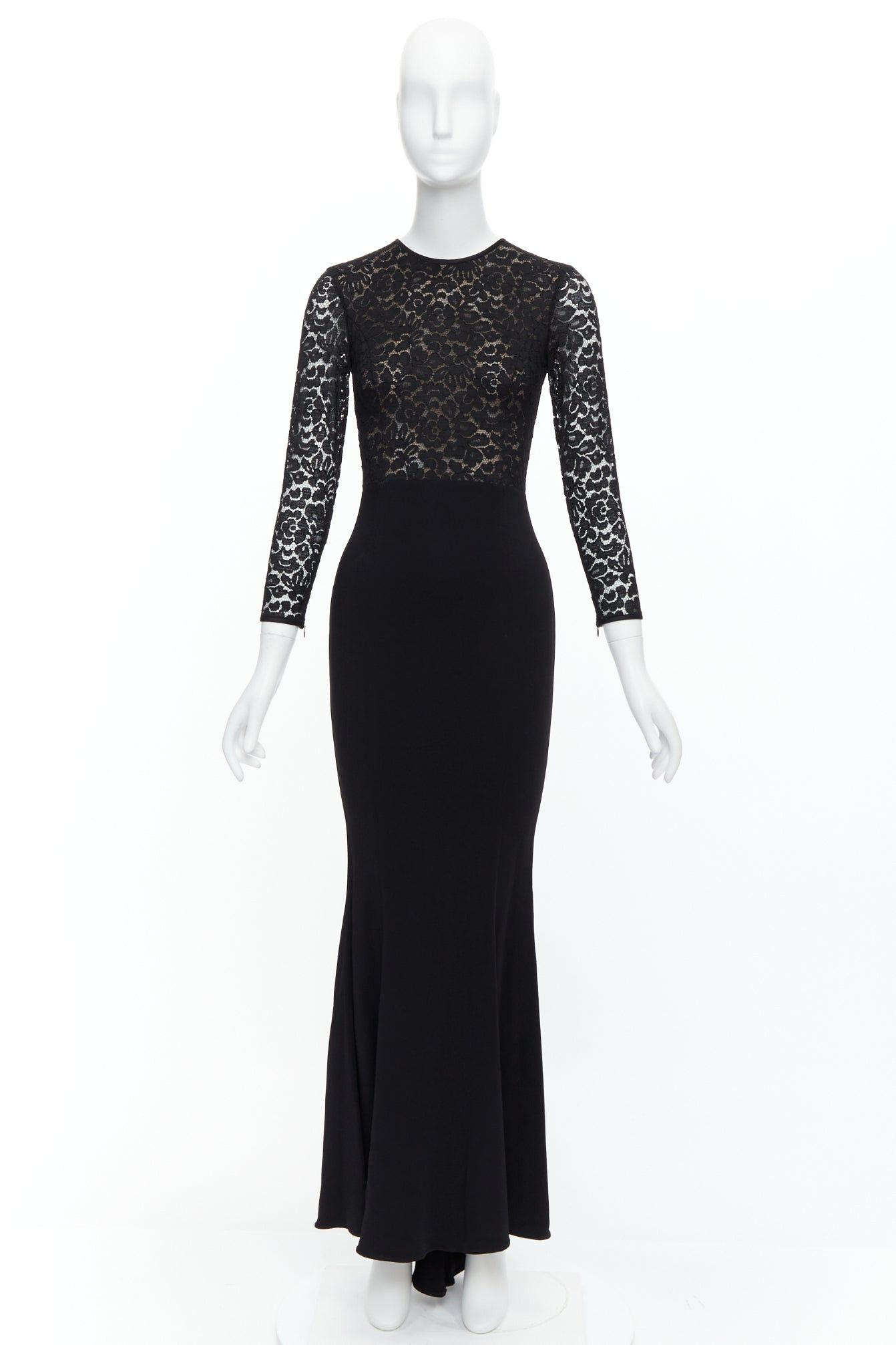 Michael Kors MICHAEL KORS COLLECTION black lace overlay top crop sleeve long gown US2 S Size S / US 4 / IT 40 - 9 Thumbnail