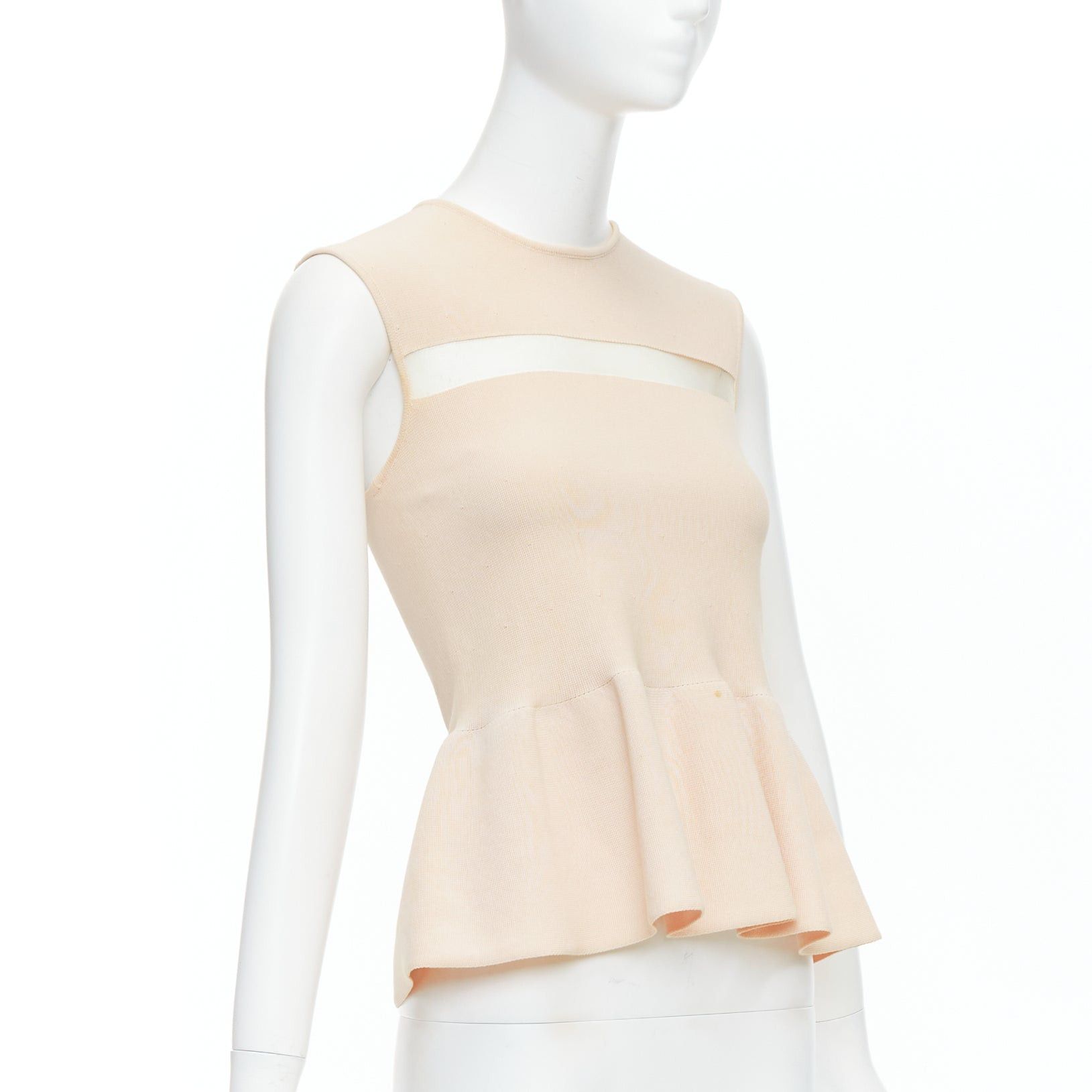 Giambattista Valli GIAMBATTISTA VALLI nude cotton sheer panel peplum top XXS Size XS / US 0-2 / IT 36-38 - 3 Thumbnail