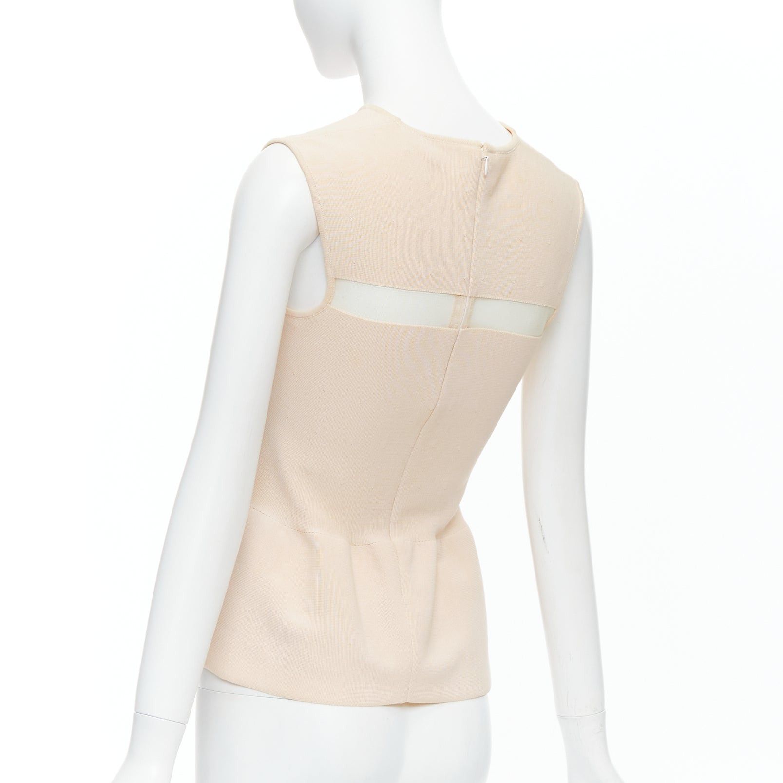 Giambattista Valli GIAMBATTISTA VALLI nude cotton sheer panel peplum top XXS Size XS / US 0-2 / IT 36-38 - 6 Thumbnail