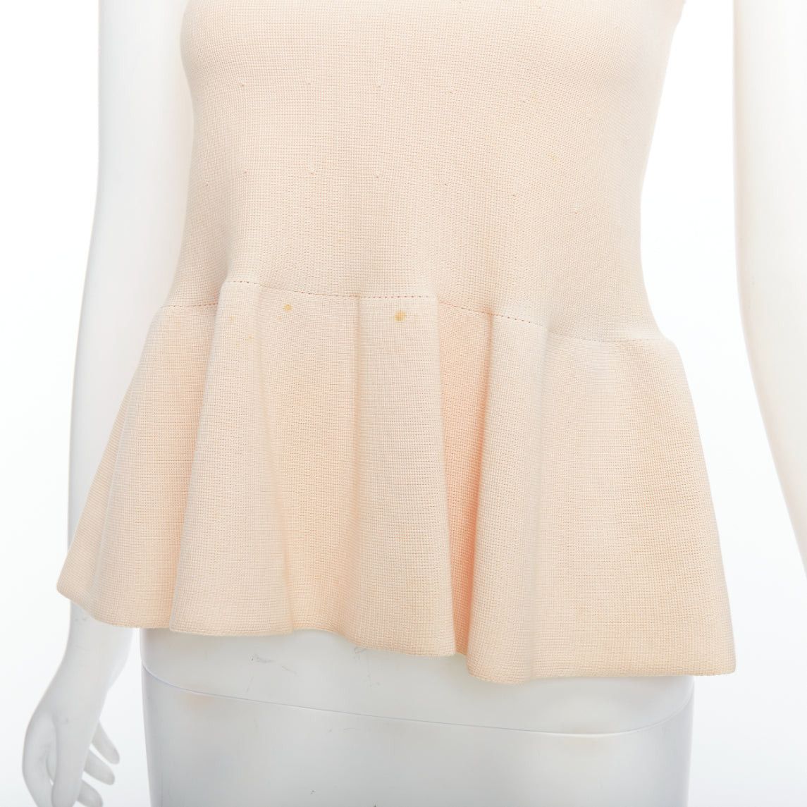 Giambattista Valli GIAMBATTISTA VALLI nude cotton sheer panel peplum top XXS Size XS / US 0-2 / IT 36-38 - 7 Thumbnail