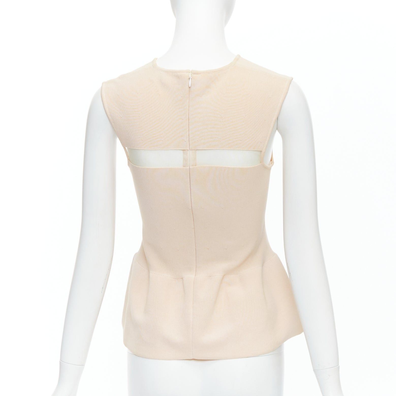 Giambattista Valli GIAMBATTISTA VALLI nude cotton sheer panel peplum top XXS Size XS / US 0-2 / IT 36-38 - 5 Thumbnail