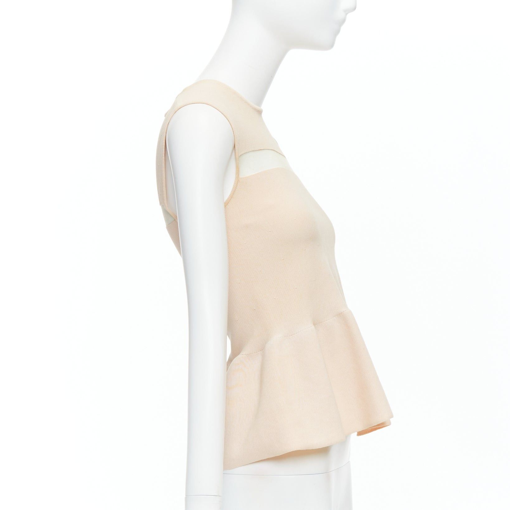Giambattista Valli GIAMBATTISTA VALLI nude cotton sheer panel peplum top XXS Size XS / US 0-2 / IT 36-38 - 4 Thumbnail