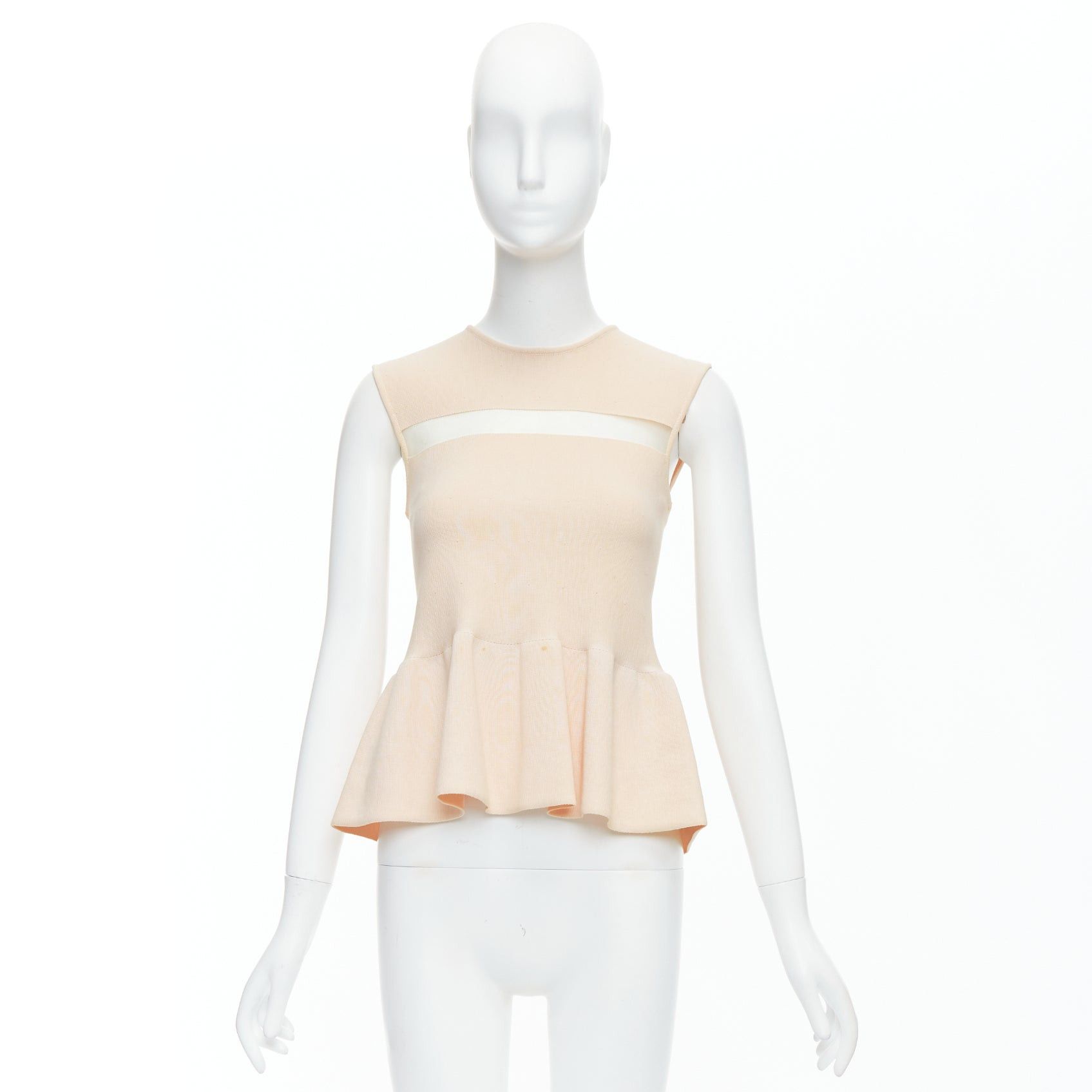 Giambattista Valli GIAMBATTISTA VALLI nude cotton sheer panel peplum top XXS Size XS / US 0-2 / IT 36-38 - 9 Thumbnail