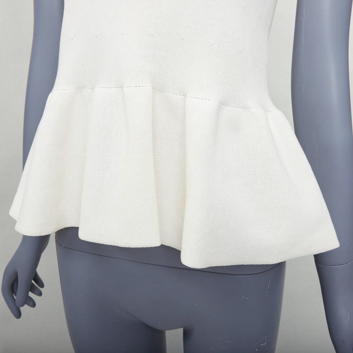 Giambattista Valli GIAMBATTISTA VALLI cream cotton sheer panel peplum top IT38 XXS Size XS / US 0-2 / IT 36-38 - 7 Thumbnail