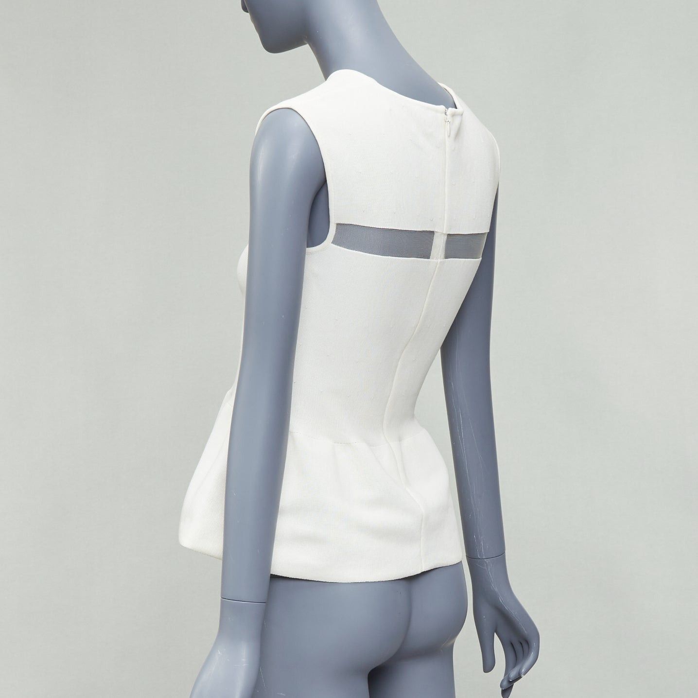 Giambattista Valli GIAMBATTISTA VALLI cream cotton sheer panel peplum top IT38 XXS Size XS / US 0-2 / IT 36-38 - 6 Thumbnail