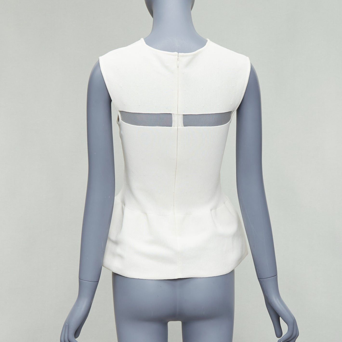 Giambattista Valli GIAMBATTISTA VALLI cream cotton sheer panel peplum top IT38 XXS Size XS / US 0-2 / IT 36-38 - 5 Thumbnail