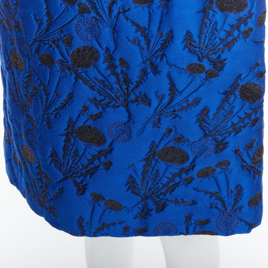 Oscar De La Renta OSCAR DE LA RENTA blue black lurex floral cloque midi dress US0 XS Size XS / US 0-2 / IT 36-38 - 7 Thumbnail