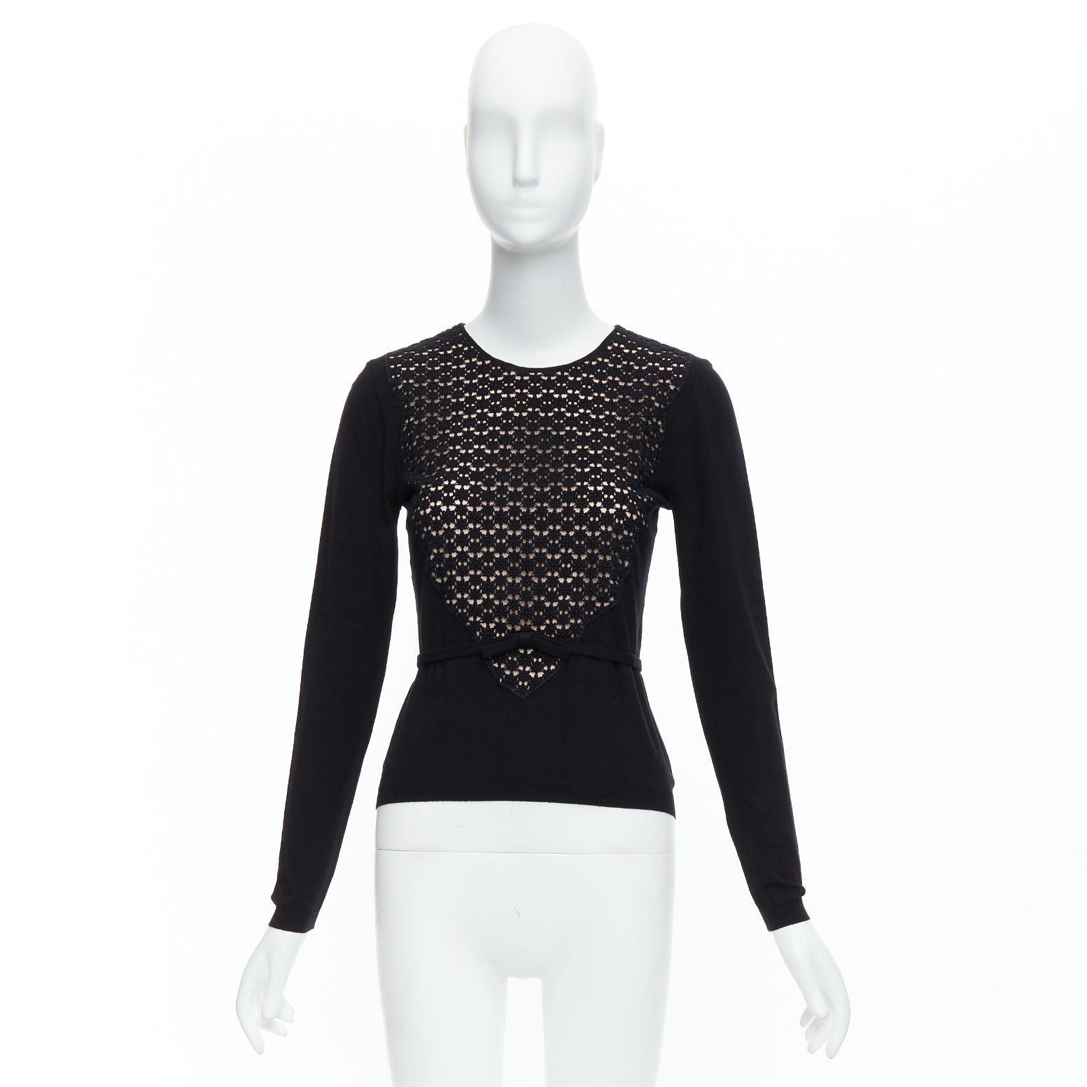 Giambattista Valli GIAMBATTISTA VALLI black pink overlay bow detail lace sweater XXS Size XS / US 0-2 / IT 36-38 - 9 Thumbnail