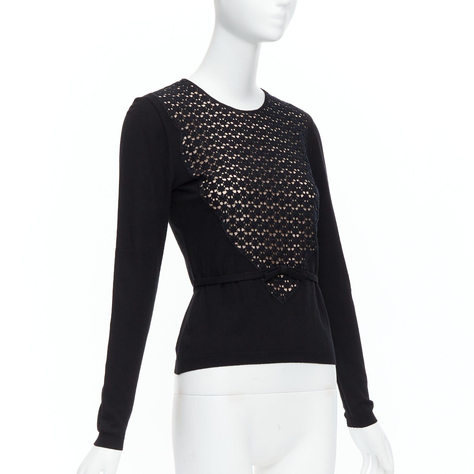 Giambattista Valli GIAMBATTISTA VALLI black pink overlay bow detail lace sweater XXS Size XS / US 0-2 / IT 36-38 - 3 Thumbnail
