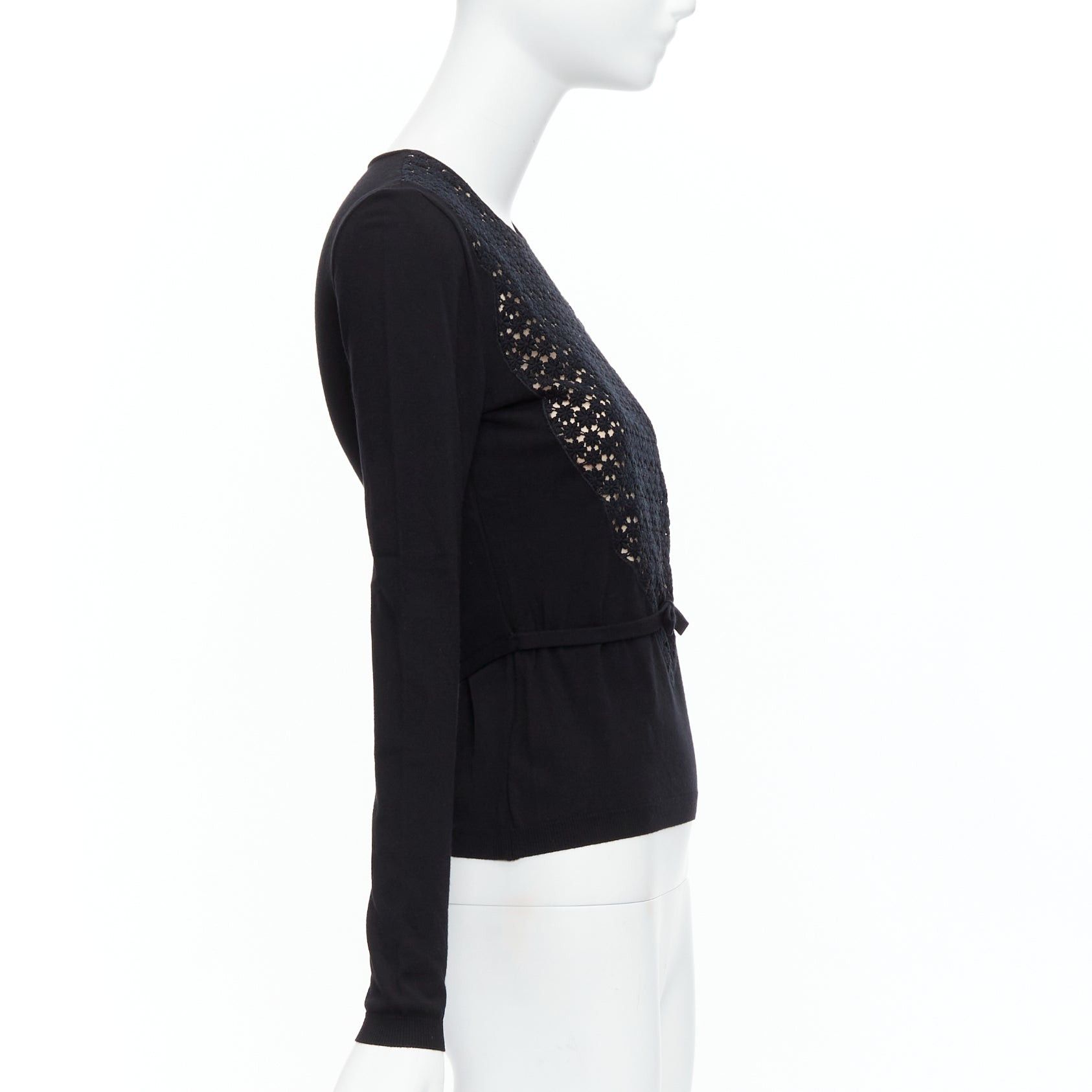 Giambattista Valli GIAMBATTISTA VALLI black pink overlay bow detail lace sweater XXS Size XS / US 0-2 / IT 36-38 - 4 Thumbnail
