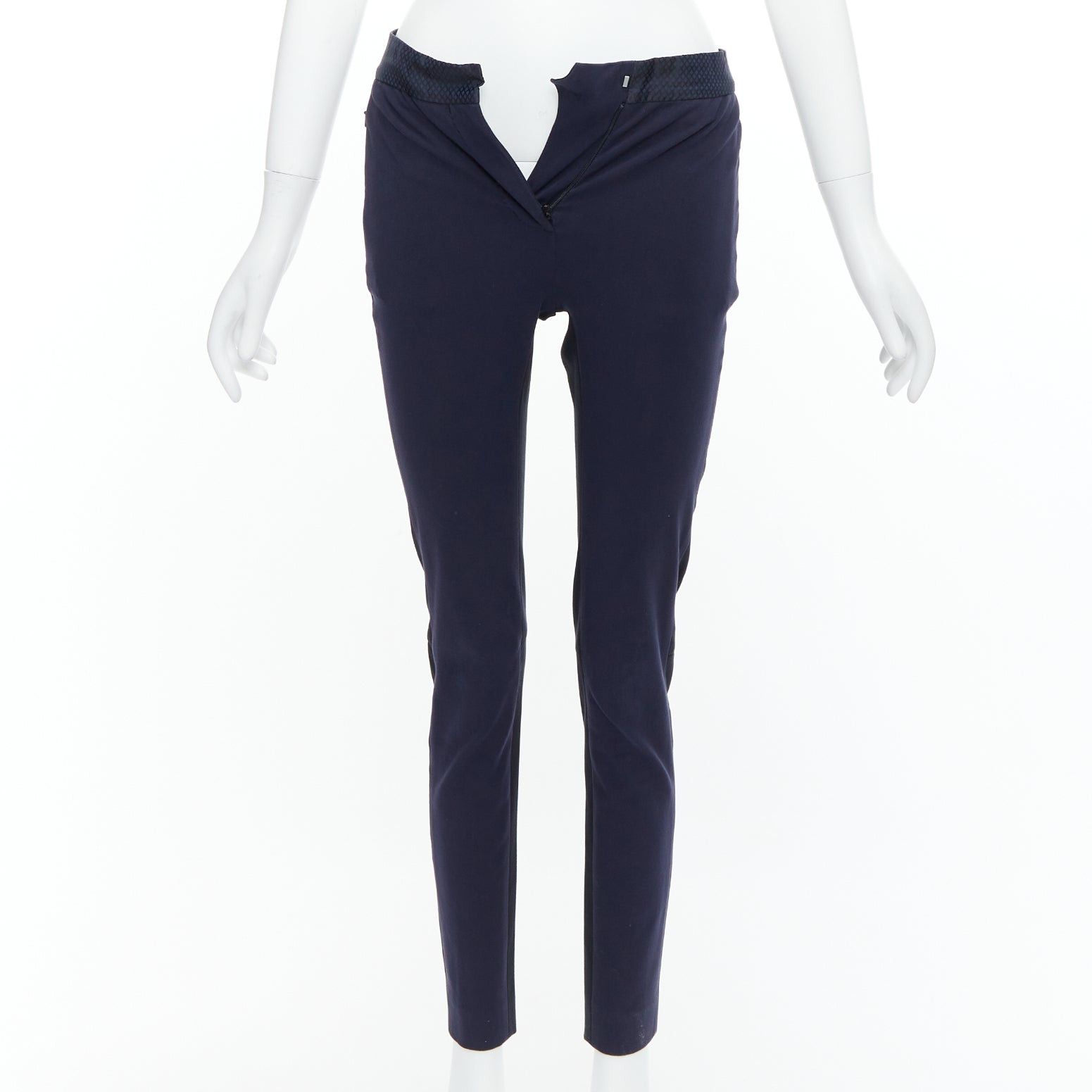 Paul Smith PAUL SMITH navy cotton blend black grid print waistband trousers IT38 XS Size 26" / US 2 / IT 38 - 3 Thumbnail