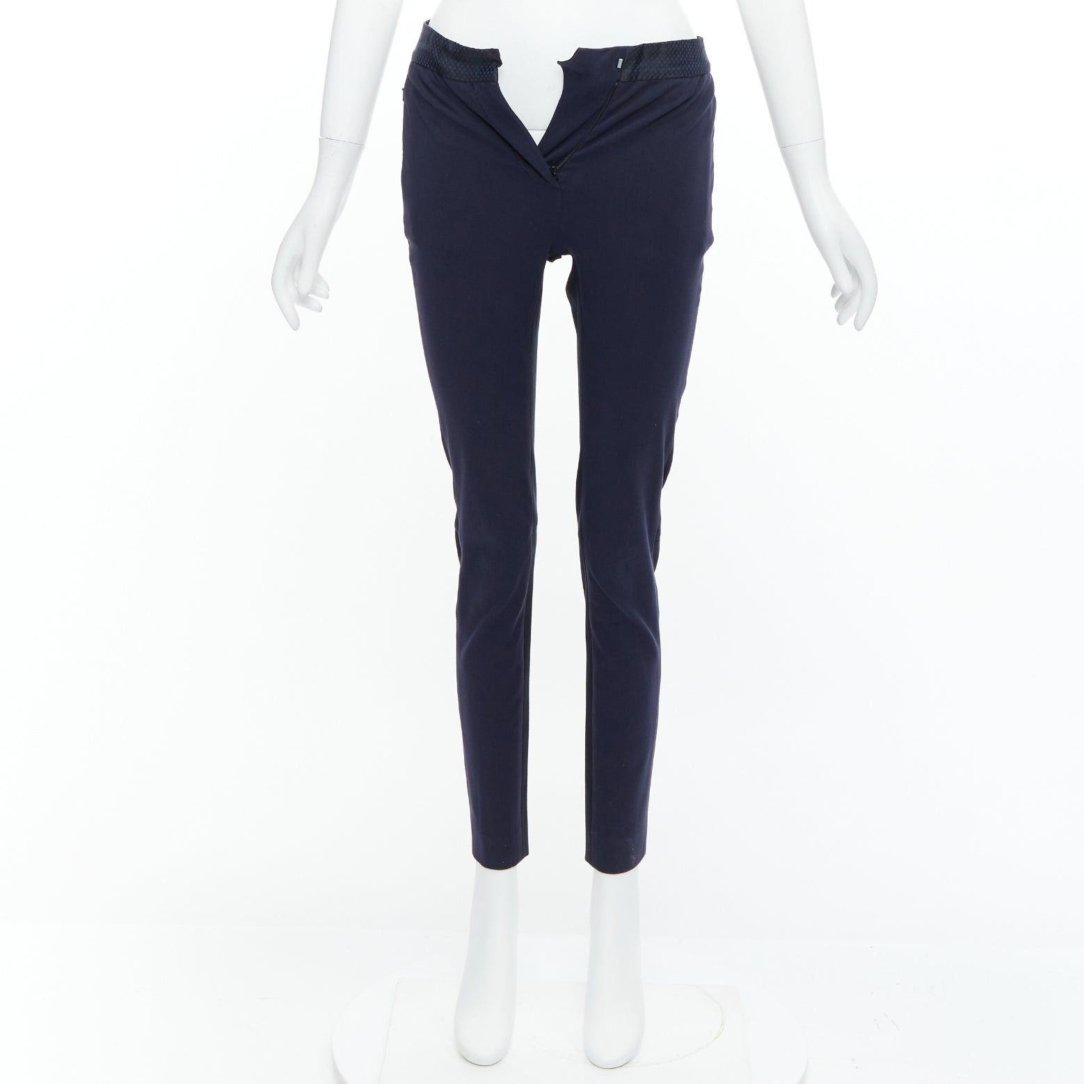 Paul Smith PAUL SMITH navy cotton blend black grid print waistband trousers IT38 XS Size 26" / US 2 / IT 38 - 9 Thumbnail