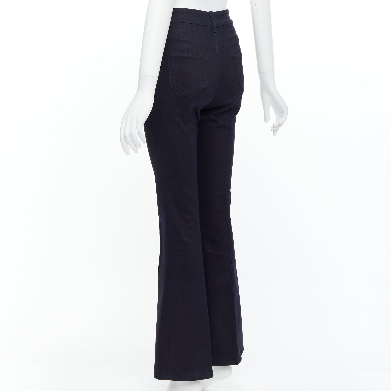 Prada PRADA 2008 indigo blue cotton blend logo high rise fit flare jeans 25" Size 27" / US 4 / IT 40 - 6 Thumbnail