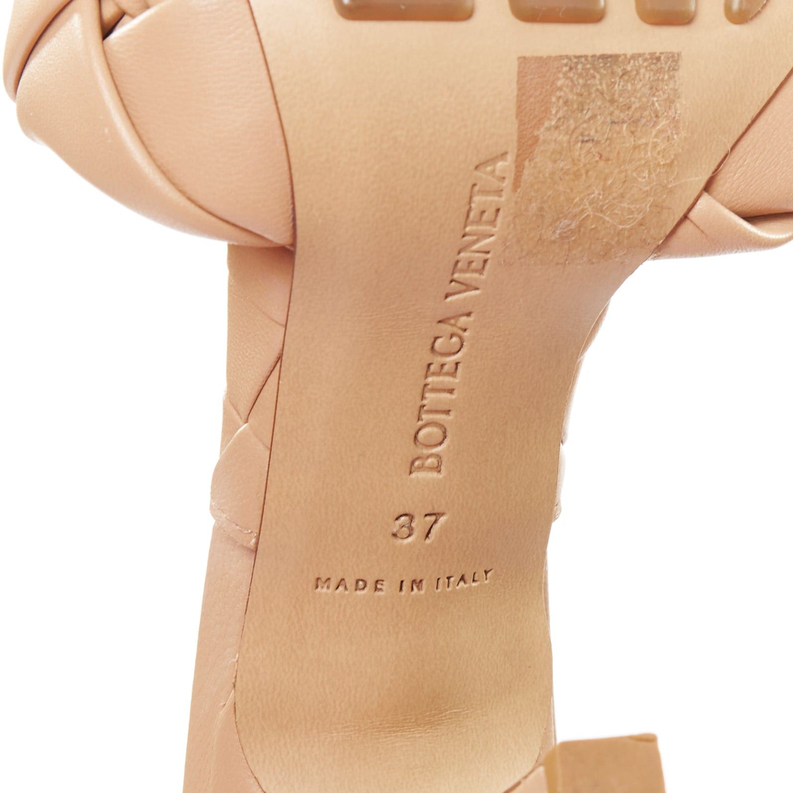 Bottega Veneta BOTTEGA VENETA Nappa Maxi Intrecciato Lido nude leather chunky sandals EU37 Size US 7 / IT 37 - 10 Thumbnail