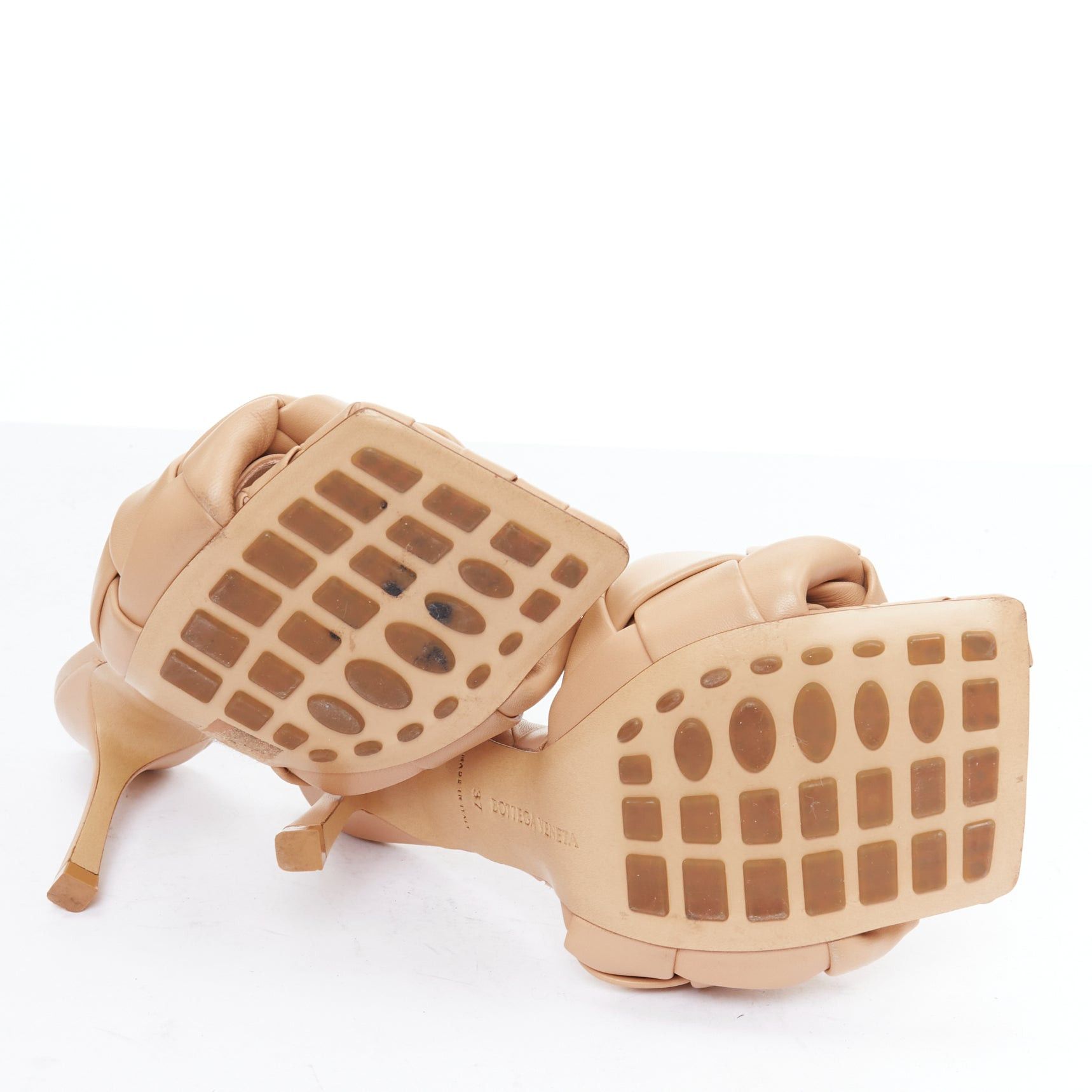 Bottega Veneta BOTTEGA VENETA Nappa Maxi Intrecciato Lido nude leather chunky sandals EU37 Size US 7 / IT 37 - 11 Thumbnail