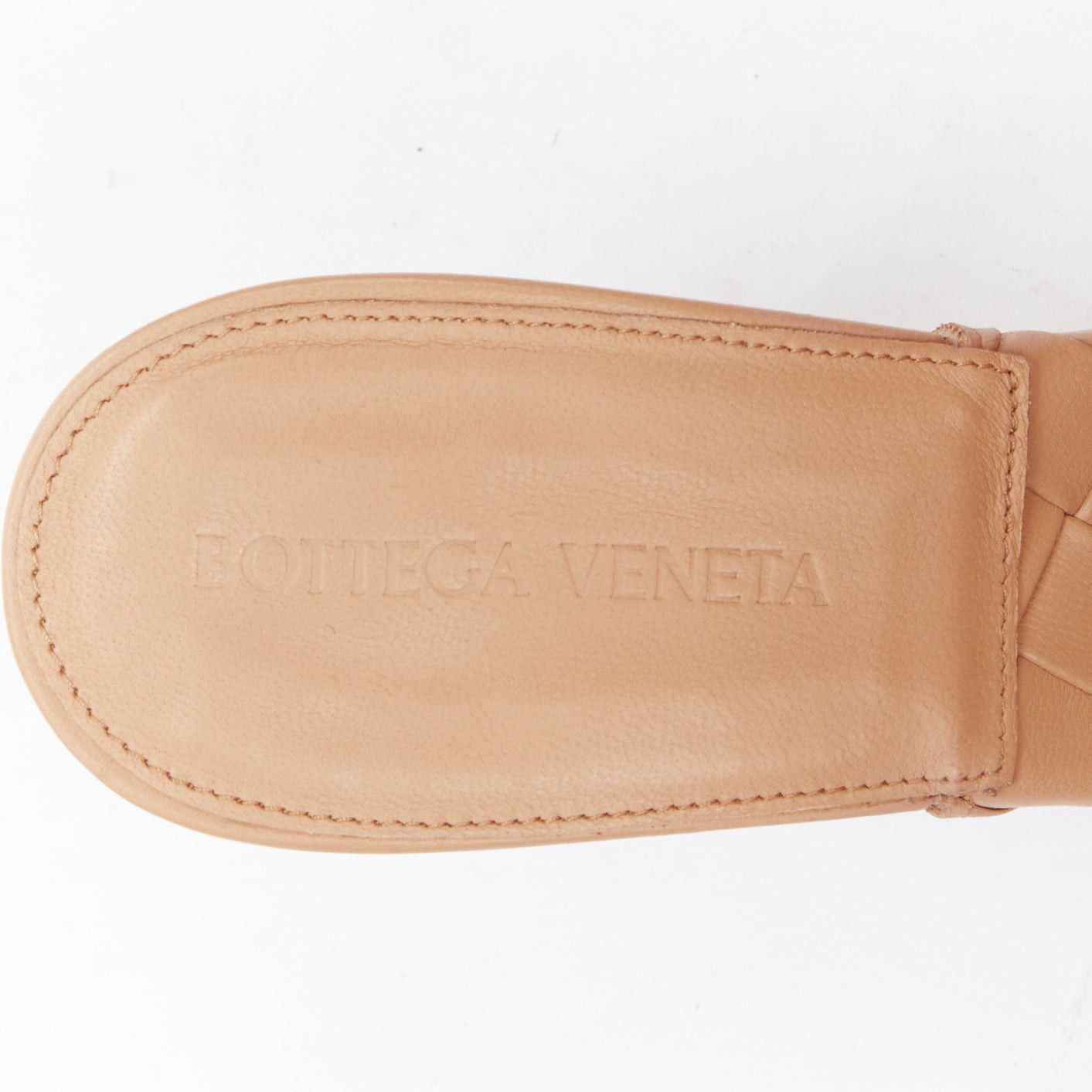 Bottega Veneta BOTTEGA VENETA Nappa Maxi Intrecciato Lido nude leather chunky sandals EU37 Size US 7 / IT 37 - 9 Thumbnail