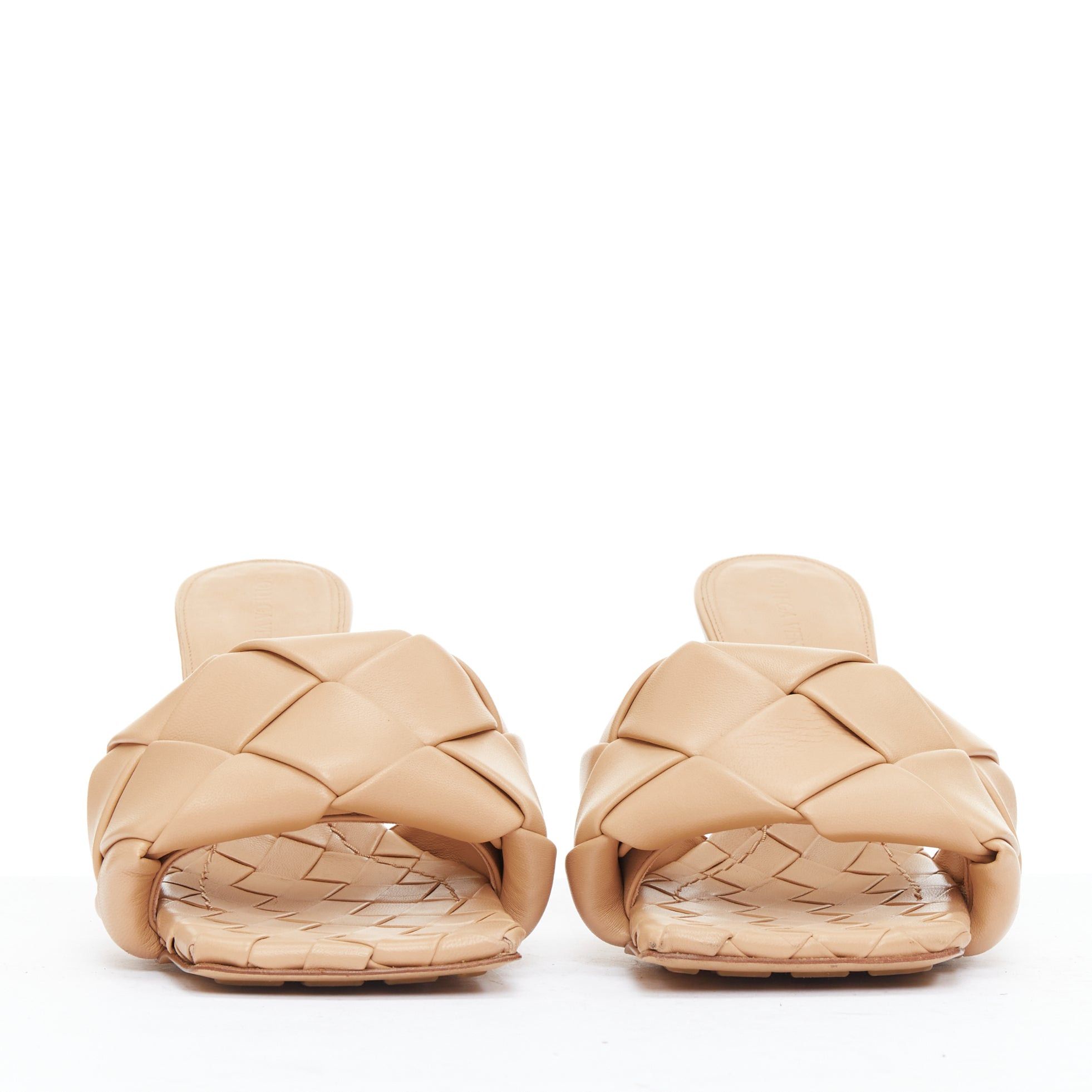 Bottega Veneta BOTTEGA VENETA Nappa Maxi Intrecciato Lido nude leather chunky sandals EU37 Size US 7 / IT 37 - 3 Thumbnail