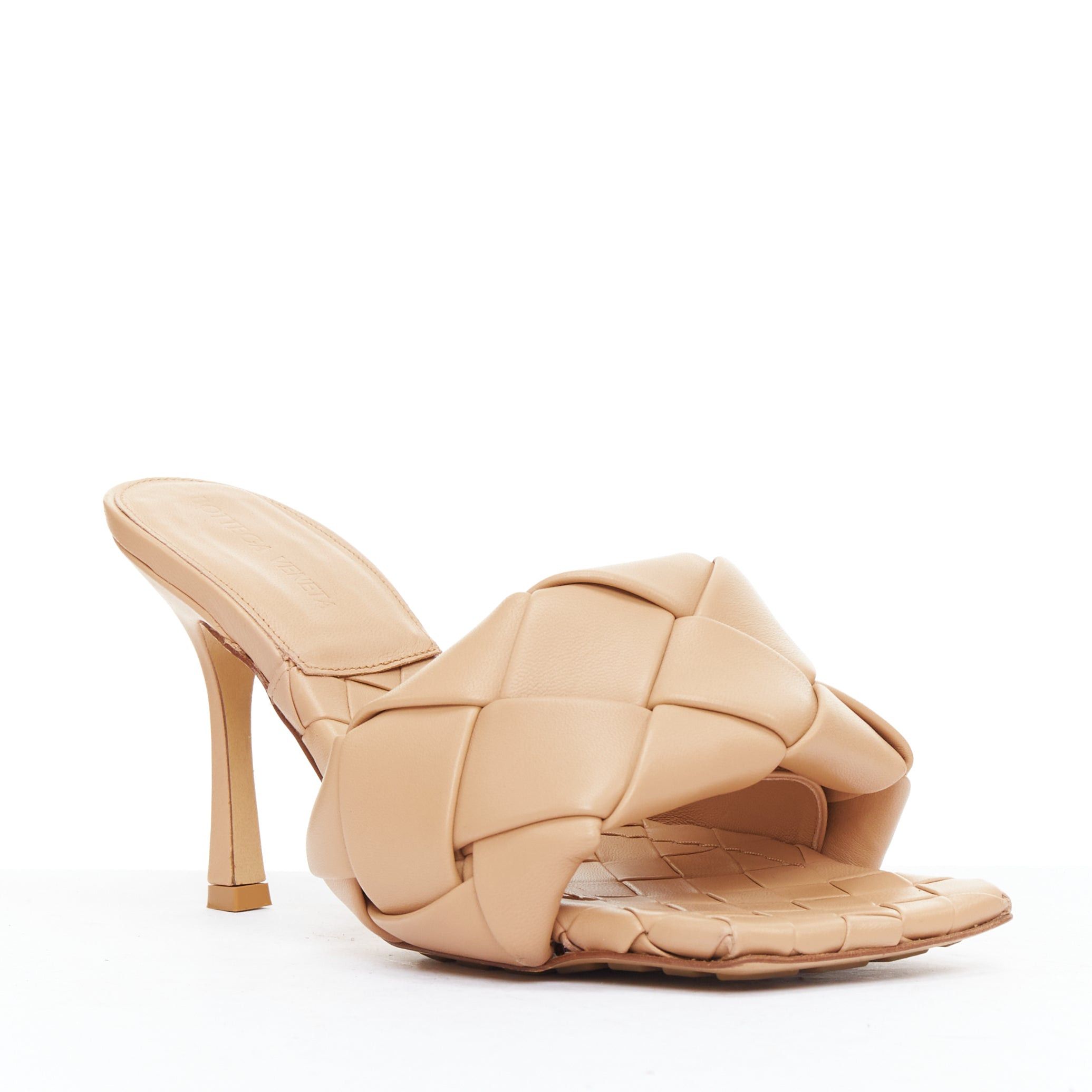 Bottega Veneta BOTTEGA VENETA Nappa Maxi Intrecciato Lido nude leather chunky sandals EU37 Size US 7 / IT 37 - 2 Thumbnail