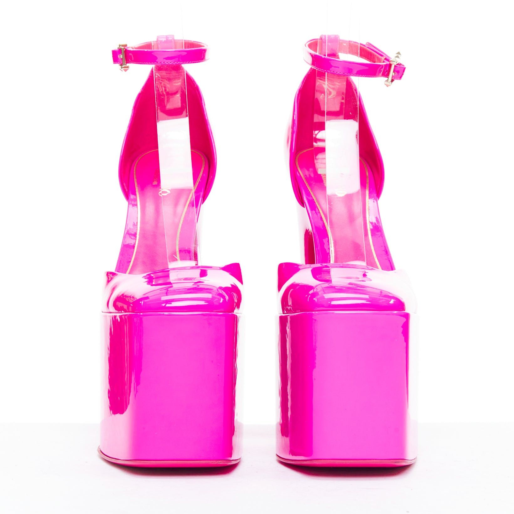 Valentino VALENTINO Runway Discobox 180 hot pink patent platform ankle strap heels EU37.5 Size US 7.5 / IT 37.5 - 3 Thumbnail