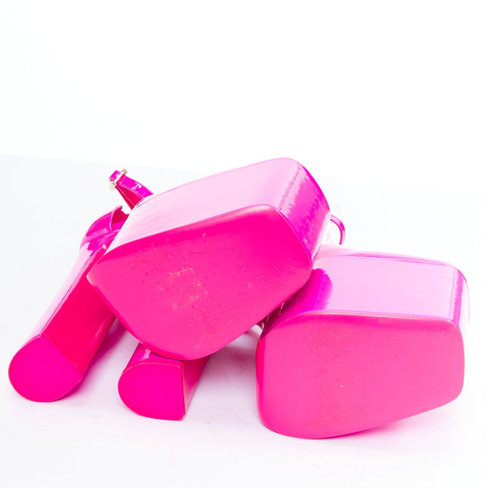 Valentino VALENTINO Runway Discobox 180 hot pink patent platform ankle strap heels EU37.5 Size US 7.5 / IT 37.5 - 11 Thumbnail