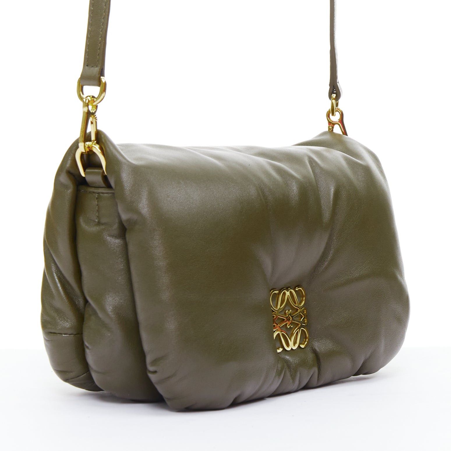Loewe LOEWE Mini Puffer Goya khaki soft nappa padded pillow crossbody bag Size ONE SIZE - 3 Thumbnail
