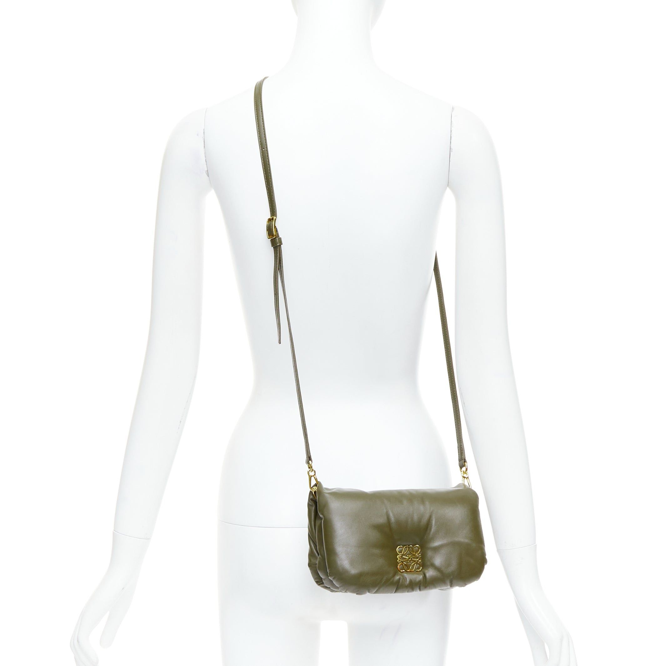 Loewe LOEWE Mini Puffer Goya khaki soft nappa padded pillow crossbody bag Size ONE SIZE - 2 Thumbnail