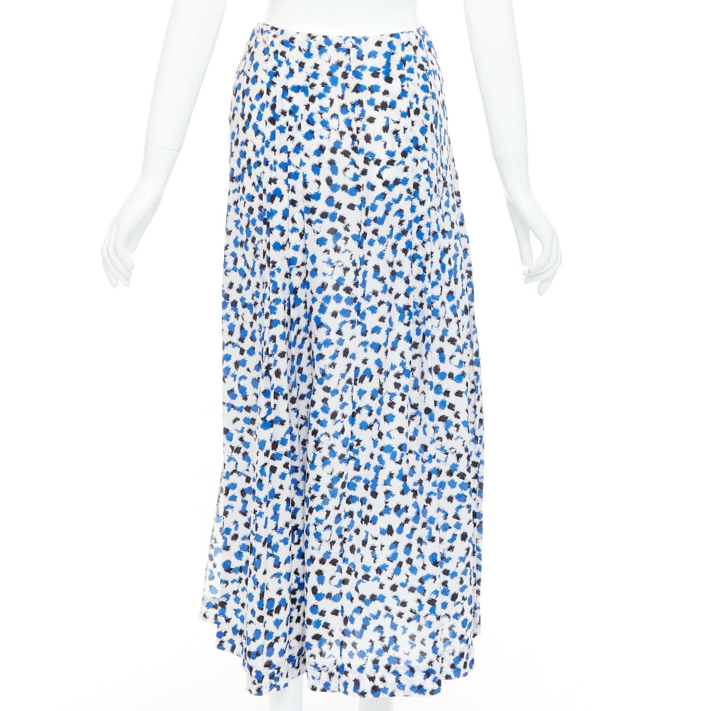 Oscar De La Renta OSCAR DE LA RENTA 2014 100% silk blue abstract print midi skirt US0 XS Size 26" / US 2 / IT 38 - 5 Thumbnail