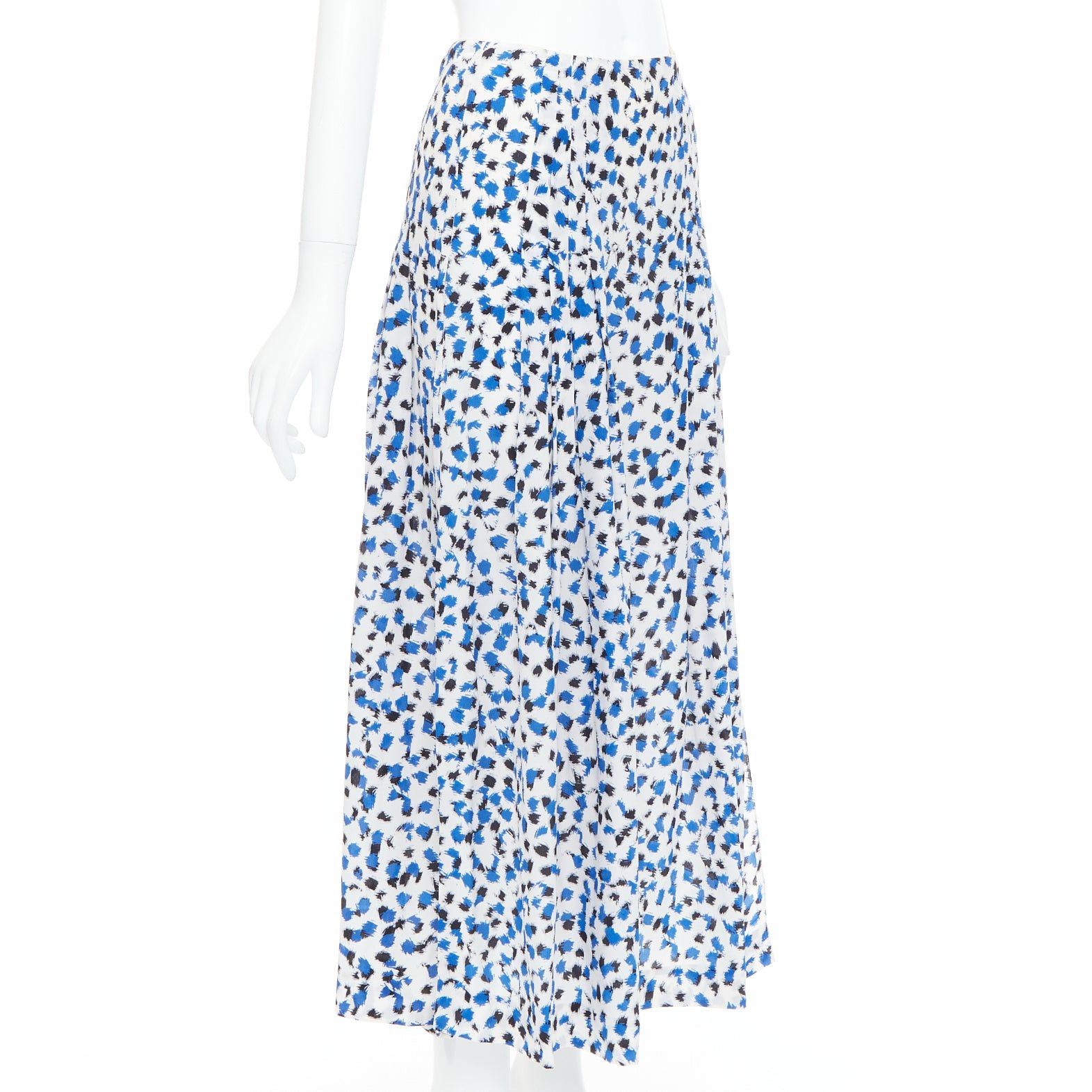 Oscar De La Renta OSCAR DE LA RENTA 2014 100% silk blue abstract print midi skirt US0 XS Size 26" / US 2 / IT 38 - 3 Thumbnail