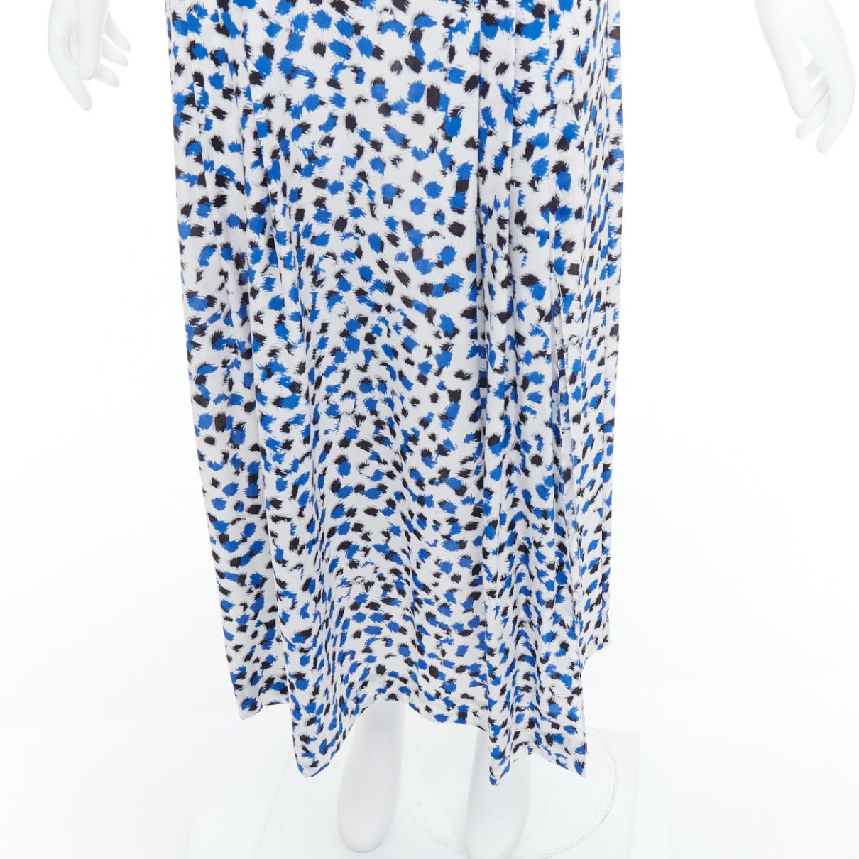 Oscar De La Renta OSCAR DE LA RENTA 2014 100% silk blue abstract print midi skirt US0 XS Size 26" / US 2 / IT 38 - 7 Thumbnail