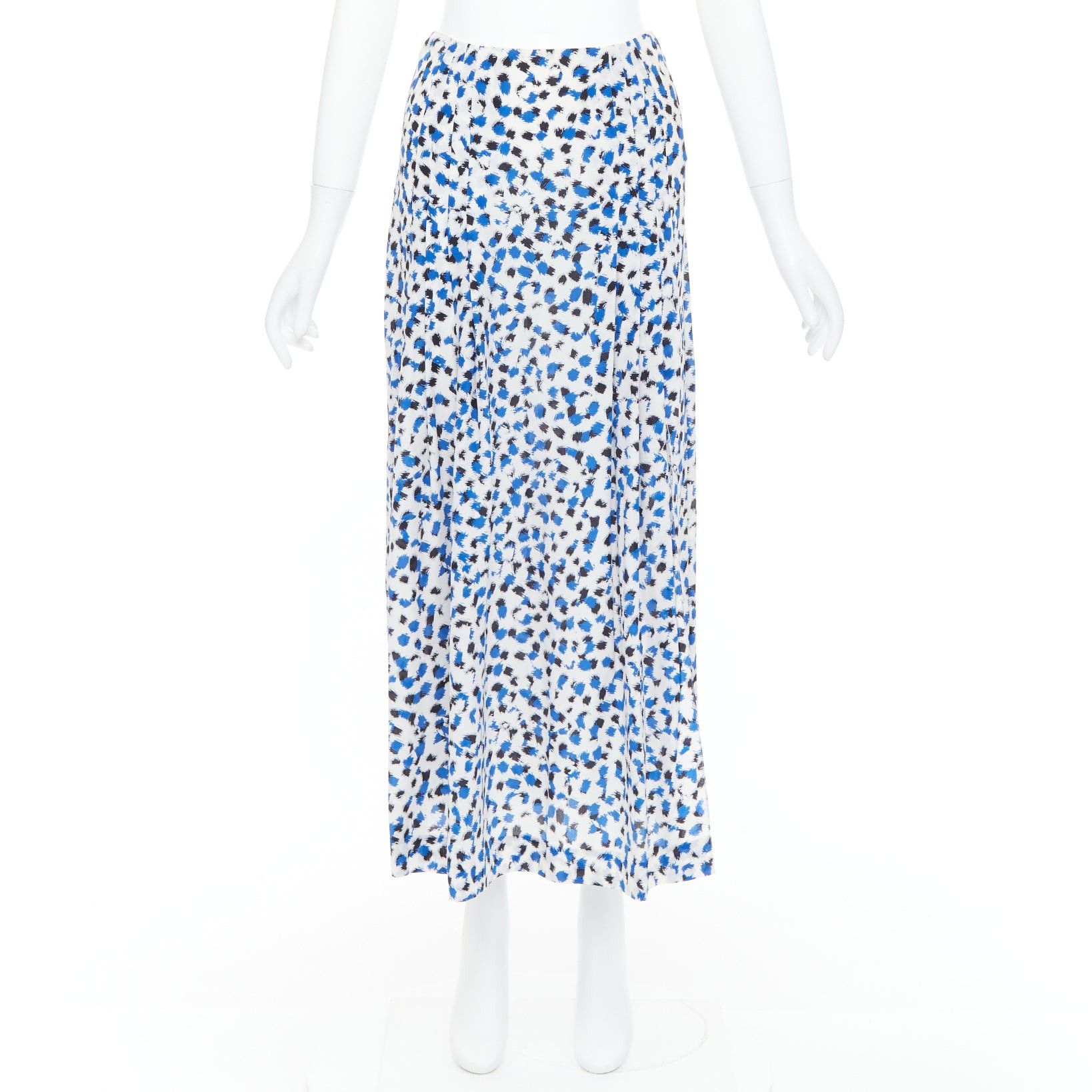 Oscar De La Renta OSCAR DE LA RENTA 2014 100% silk blue abstract print midi skirt US0 XS Size 26" / US 2 / IT 38 - 9 Thumbnail
