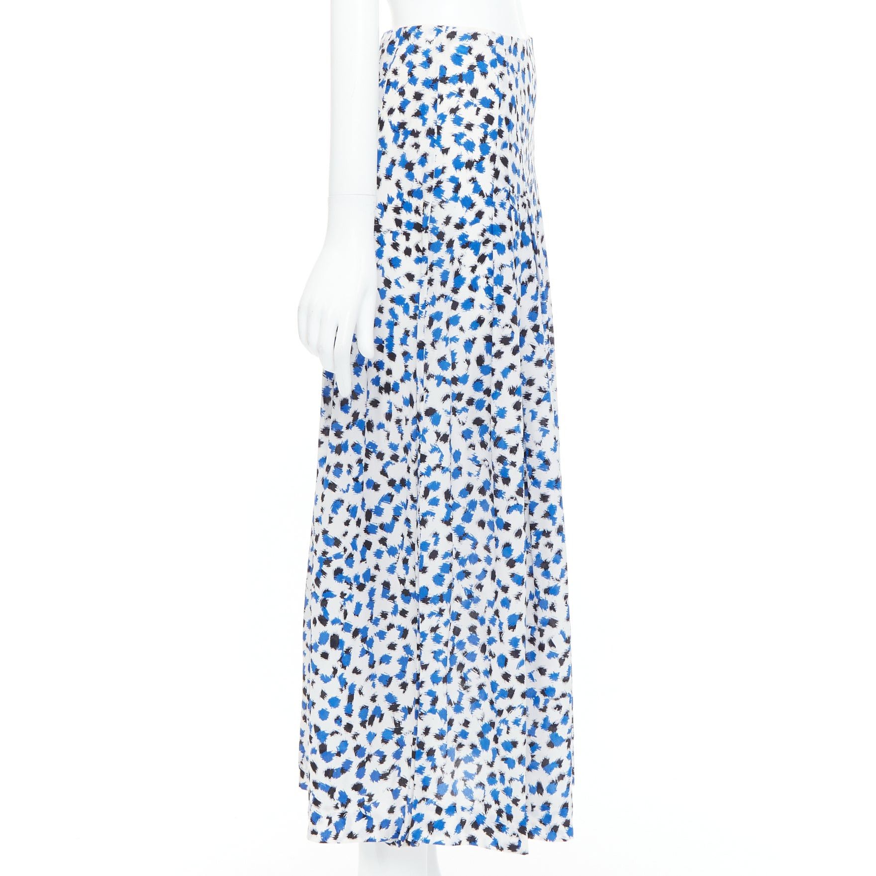 Oscar De La Renta OSCAR DE LA RENTA 2014 100% silk blue abstract print midi skirt US0 XS Size 26" / US 2 / IT 38 - 4 Thumbnail