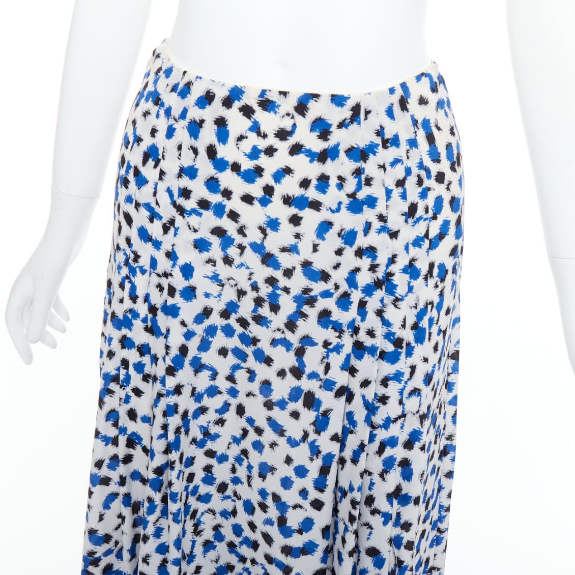 Oscar De La Renta OSCAR DE LA RENTA 2014 100% silk blue abstract print midi skirt US0 XS Size 26" / US 2 / IT 38 - 2 Thumbnail