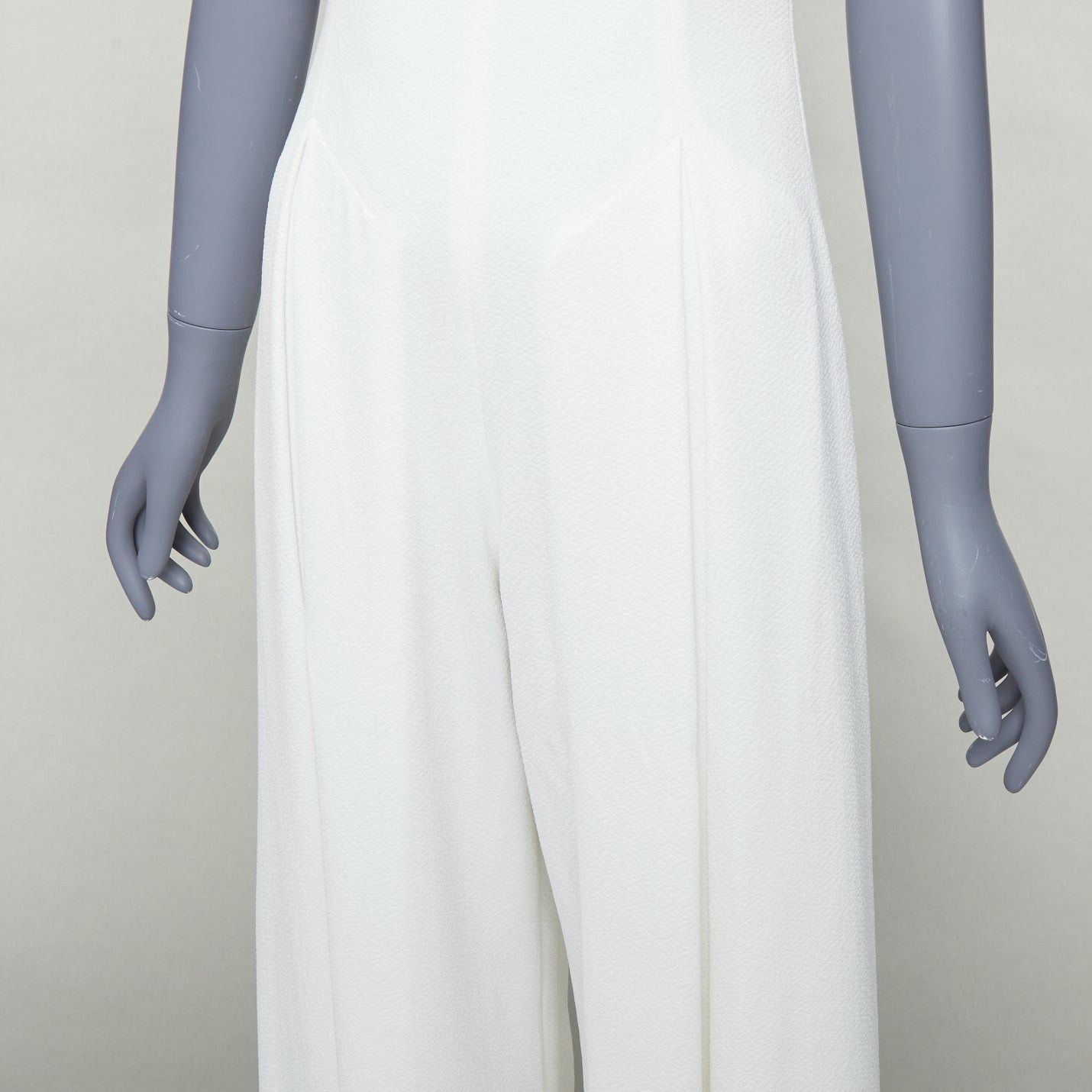 Emilia Wickstead EMILIA WICKSTEAD cream cloque wide leg v neck belted jumpsuit UK8 S Size 27" / US 4 / IT 40 - 7 Thumbnail