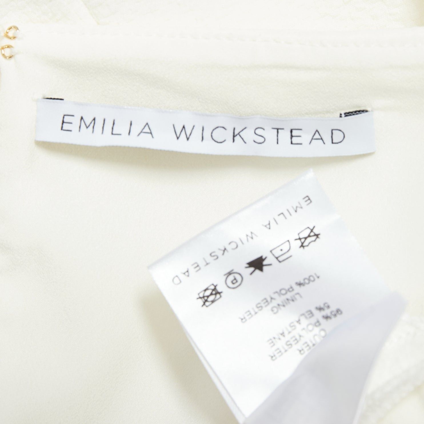 Emilia Wickstead EMILIA WICKSTEAD cream cloque wide leg v neck belted jumpsuit UK8 S Size 27" / US 4 / IT 40 - 8 Thumbnail